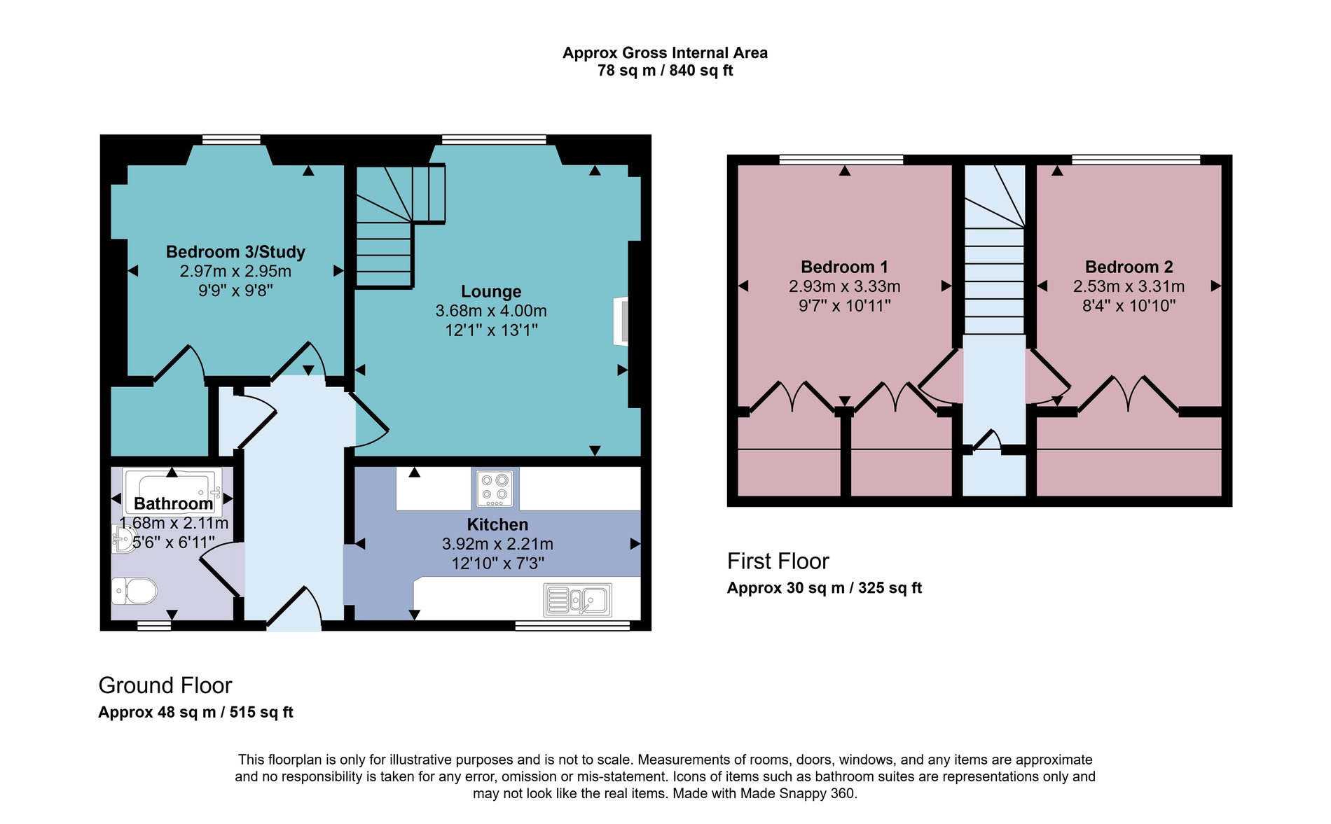 3 bed maisonette for sale in The Clachan, Stirling - Property floorplan