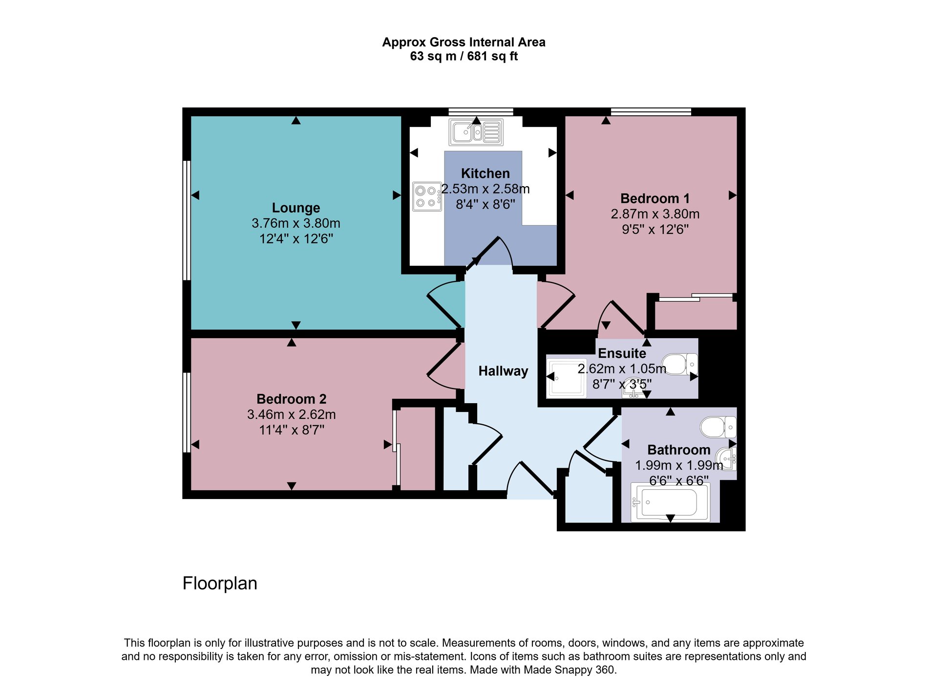 2 bed flat for sale in Broomhill Court, Stirling - Property floorplan