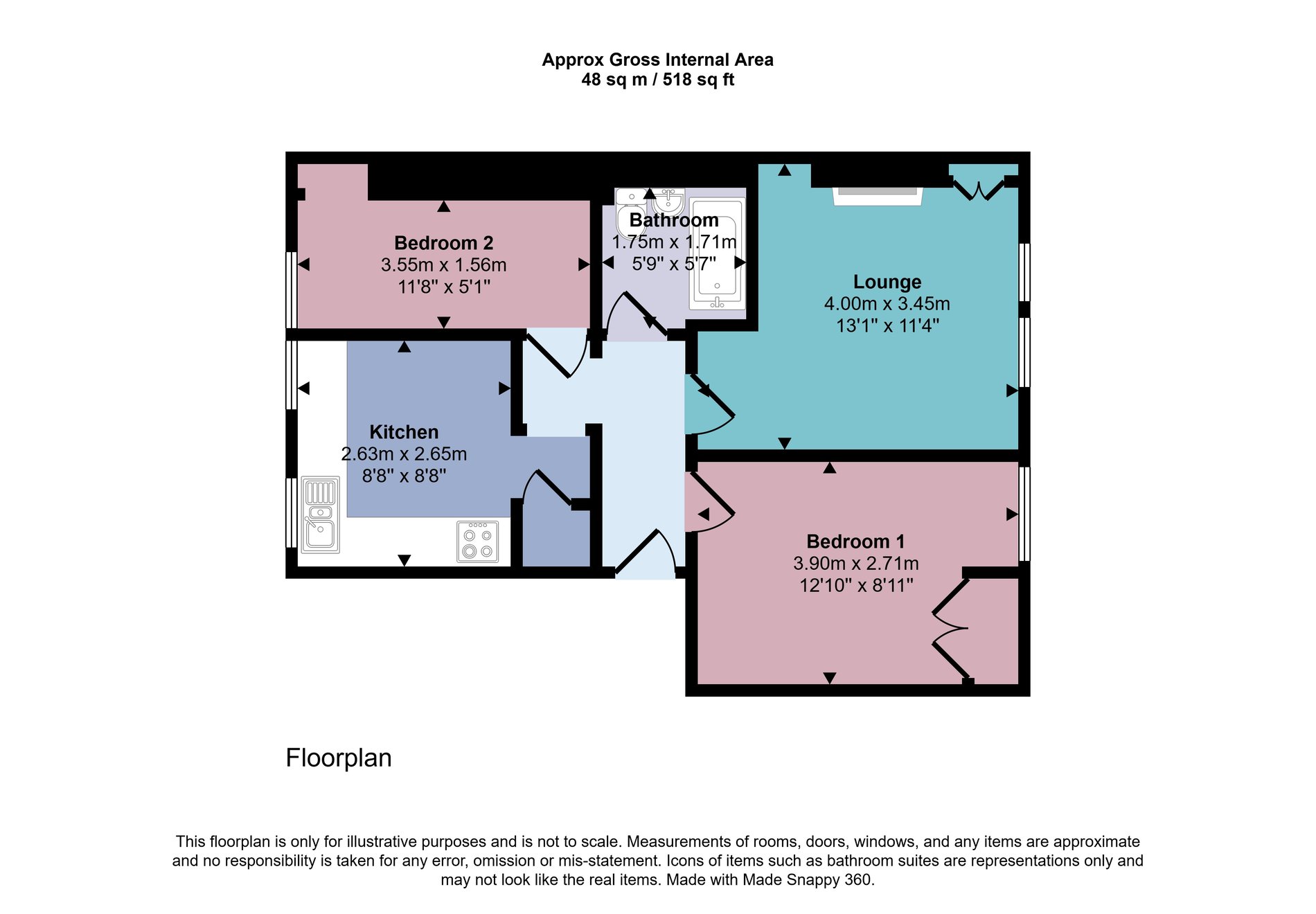 2 bed flat for sale in King Street, Doune - Property floorplan