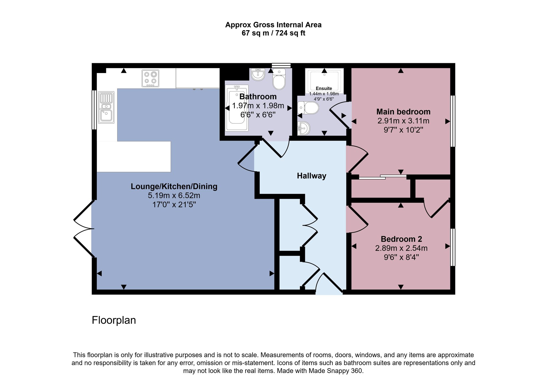2 bed flat for sale in Jardine Avenue, Larbert - Property floorplan