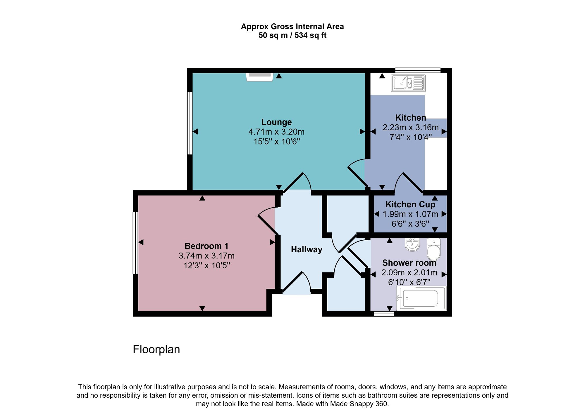 1 bed apartment for sale in John R Gray Road, Dunblane - Property floorplan