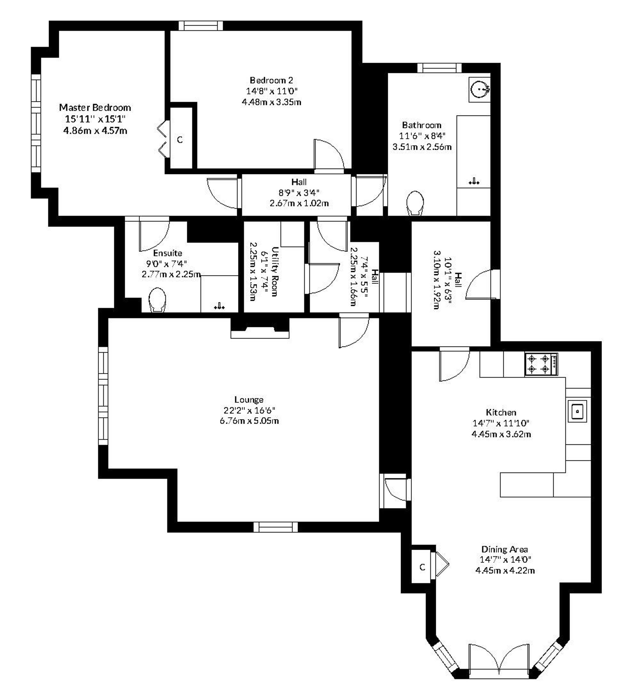2 bed ground floor flat for sale in Perth Road, Dunblane - Property floorplan