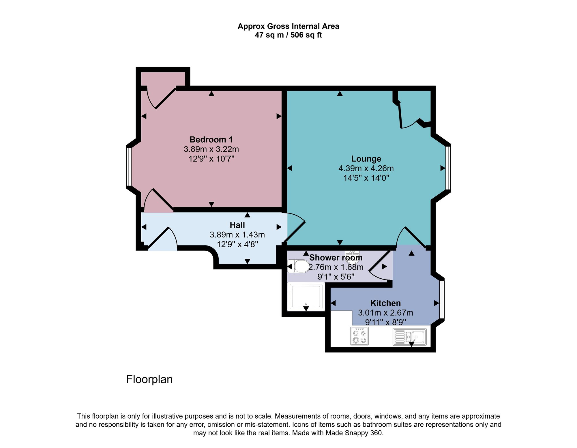 1 bed flat for sale in King Street, Doune, FK16 - Property floorplan