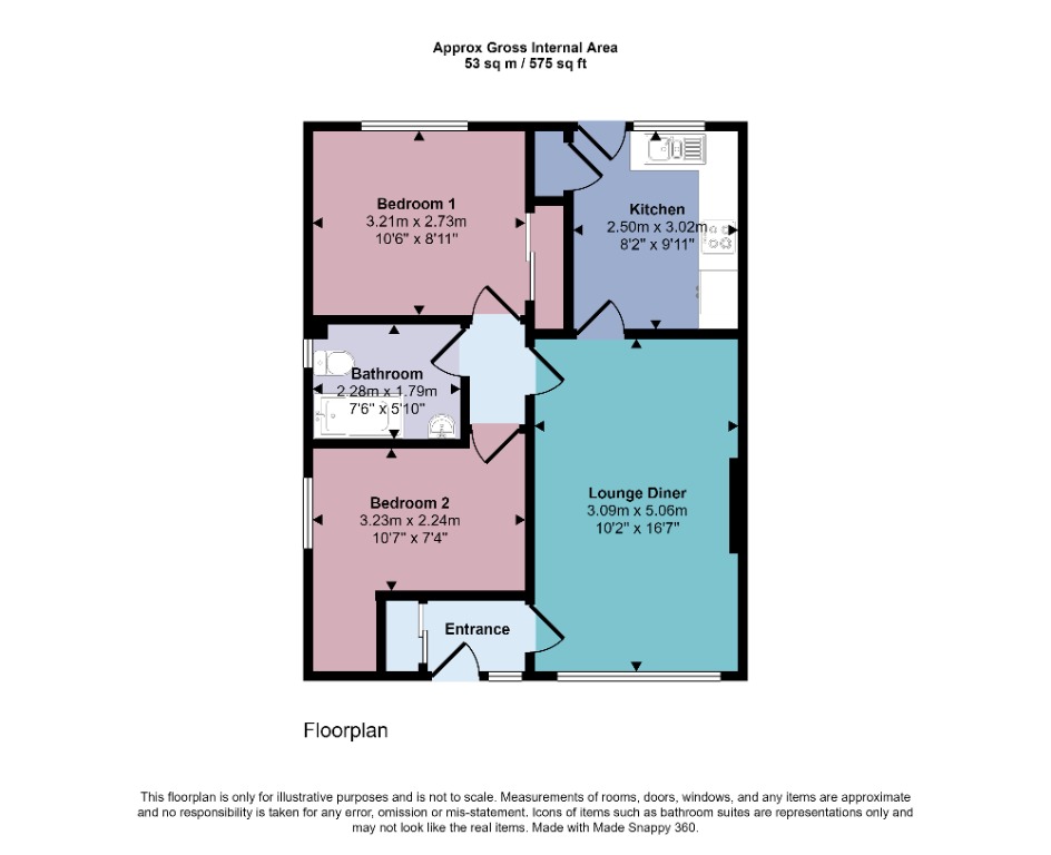 2 bed bungalow to rent in Anchorscross, Dunblane - Property floorplan