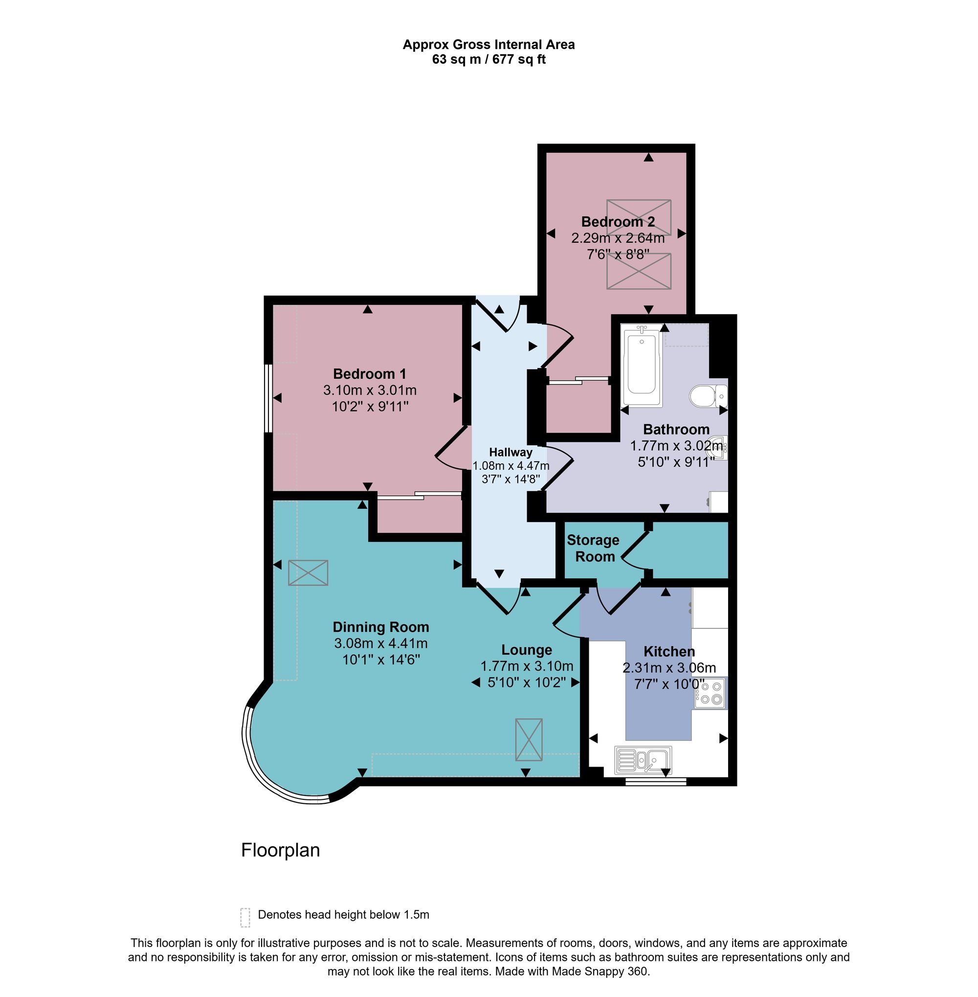 2 bed flat for sale in St. Marys Court, Dunblane, FK15 - Property floorplan
