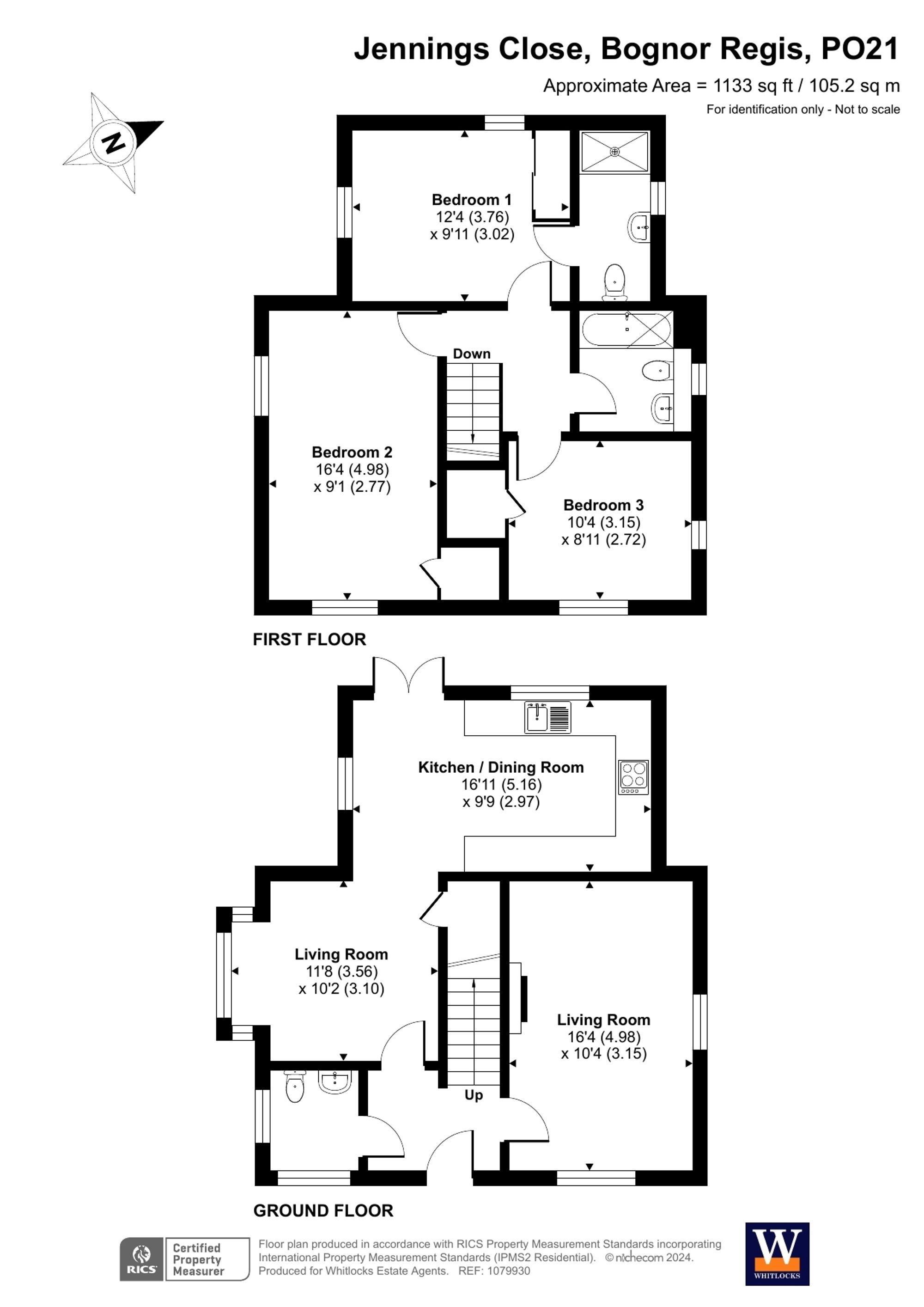 3 bed detached house for sale in Jennings Close, Bognor Regis - Property floorplan