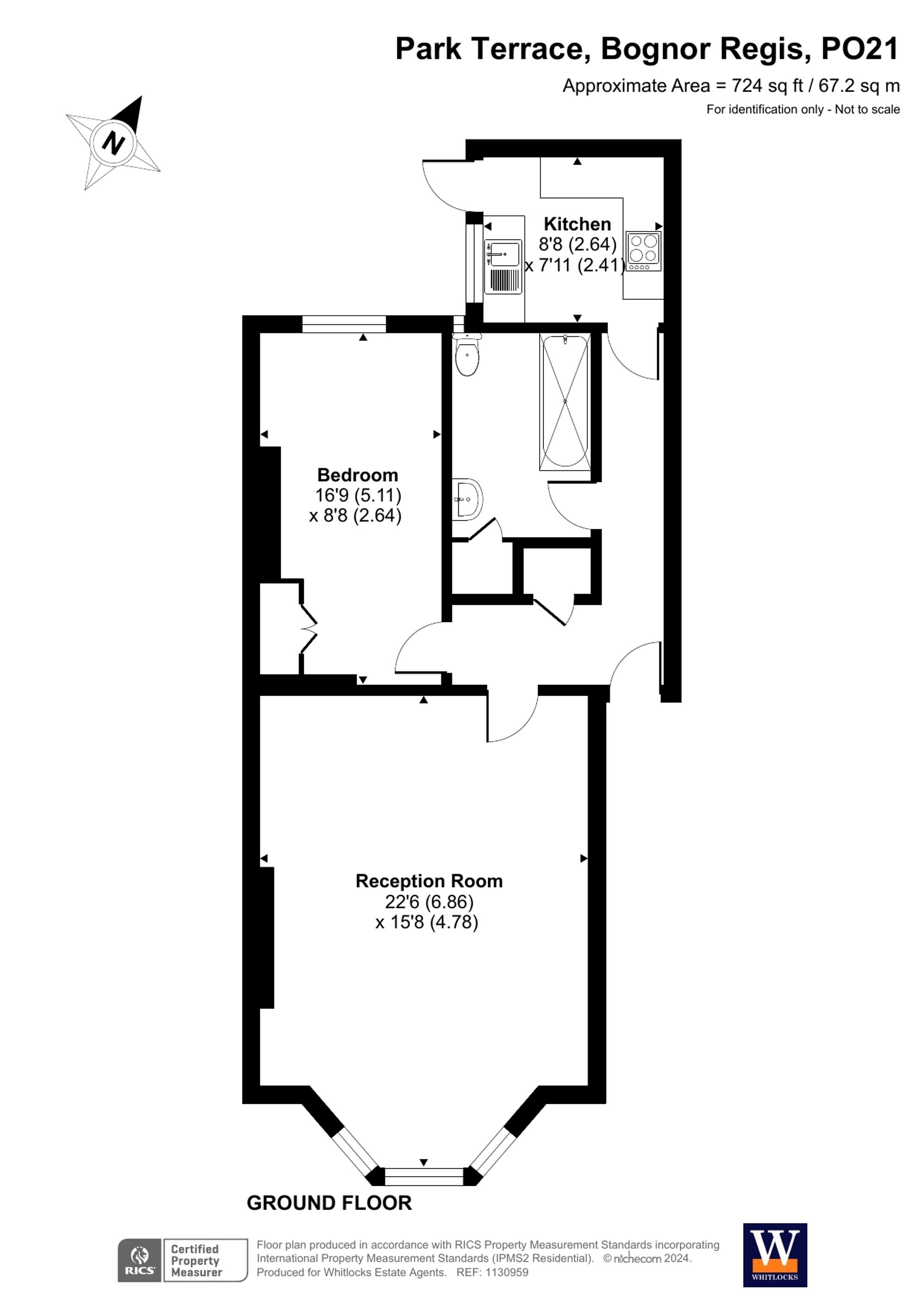 1 bed for sale in Park Terrace, Bognor Regis - Property floorplan