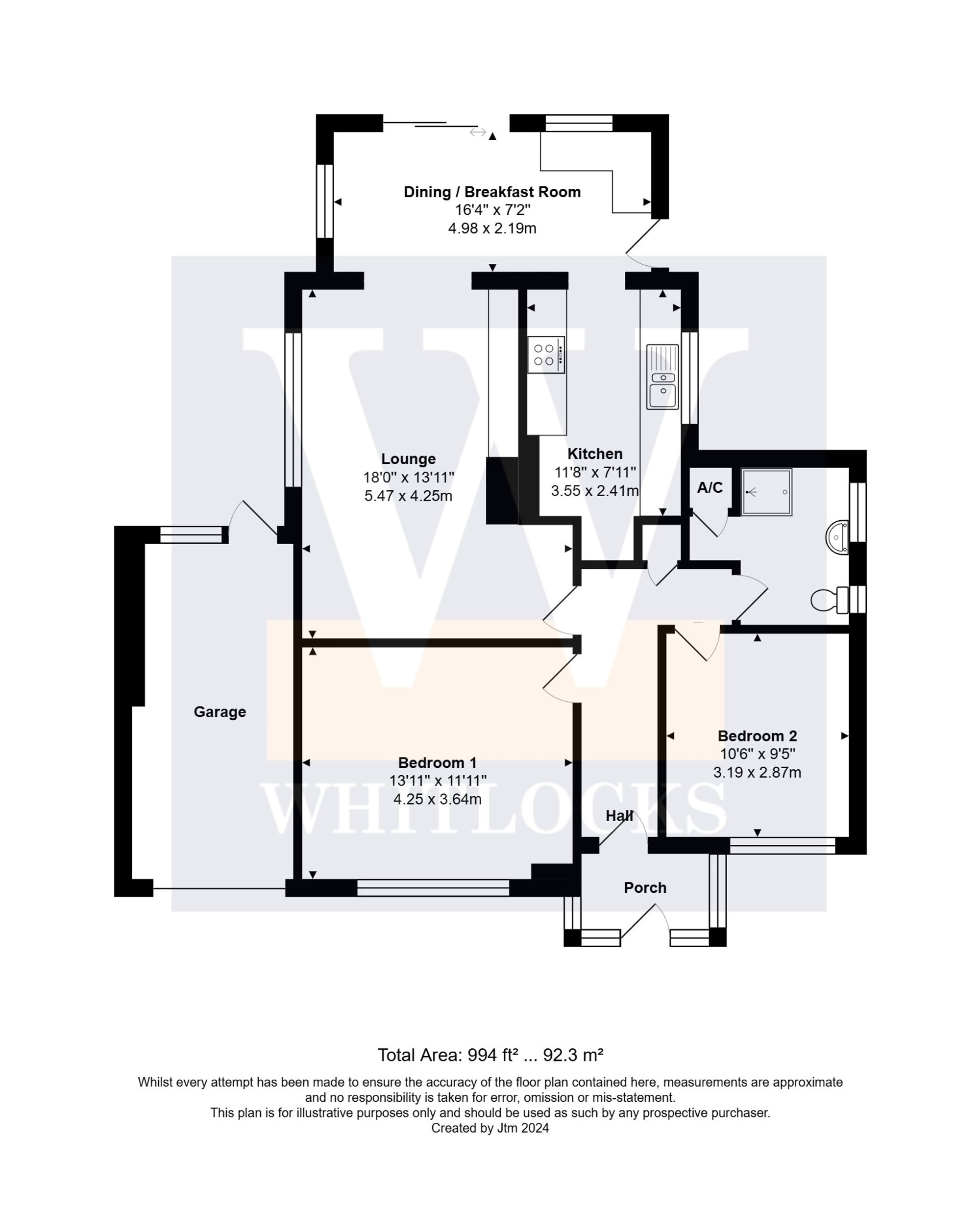 2 bed bungalow for sale in St. Thomas Drive, Bognor Regis - Property floorplan