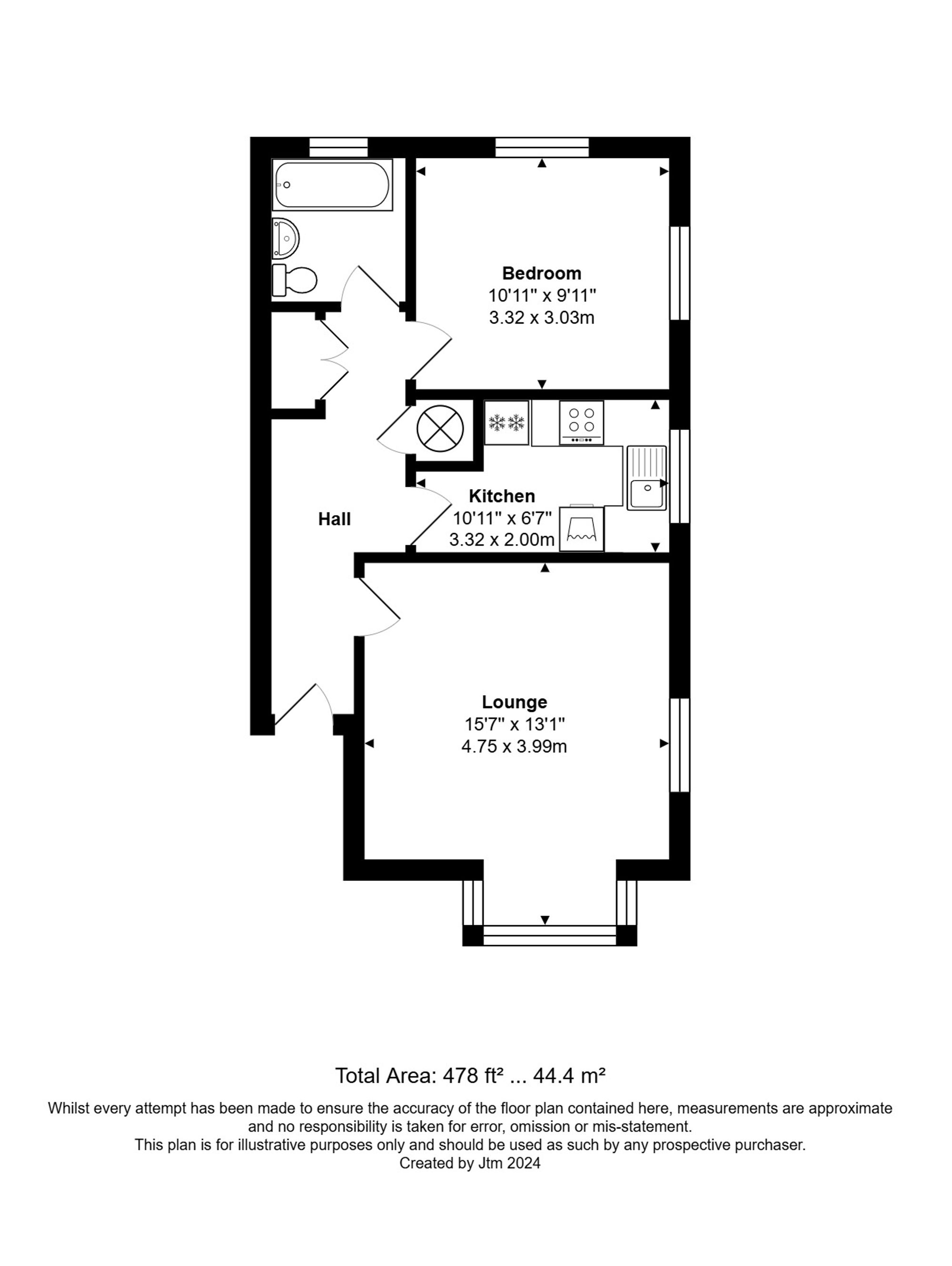 1 bed apartment for sale in Aldwick Avenue, Bognor Regis - Property floorplan