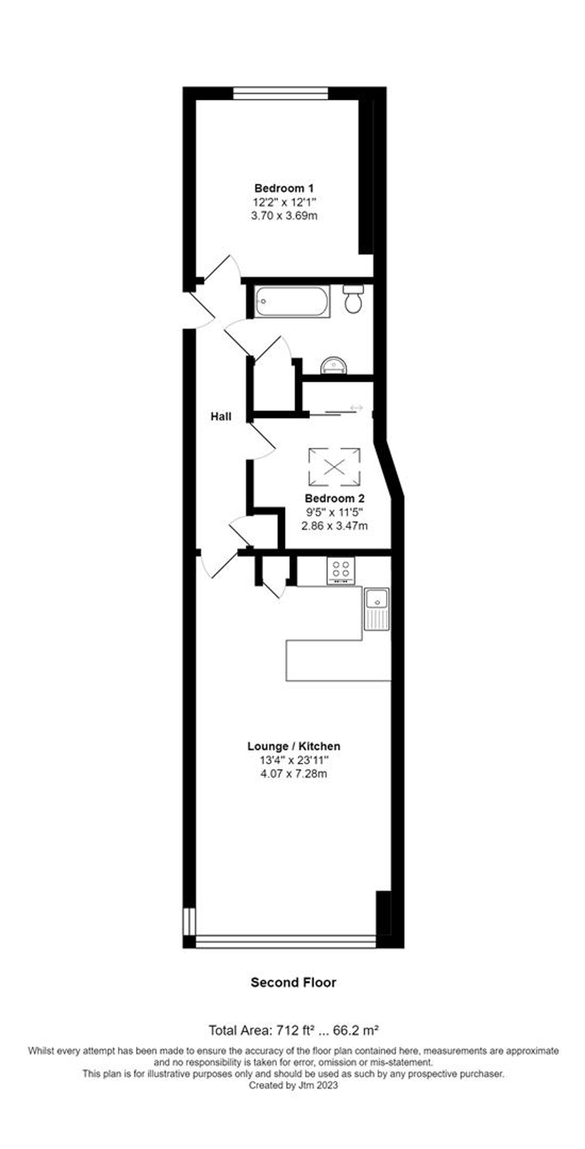 2 bed apartment for sale in High Street, Bognor Regis - Property floorplan