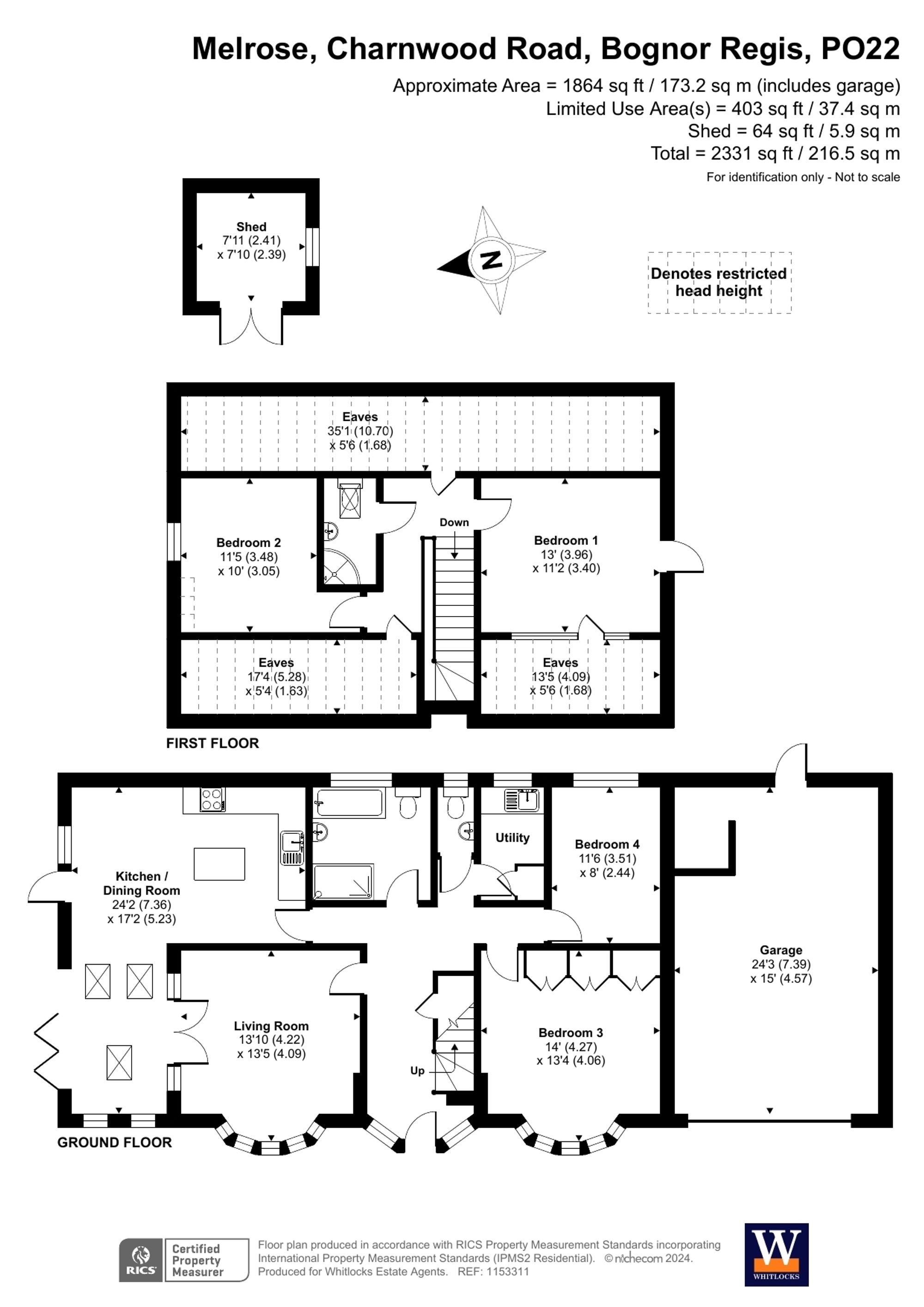 4 bed for sale in Charnwood Road, Bognor Regis - Property floorplan