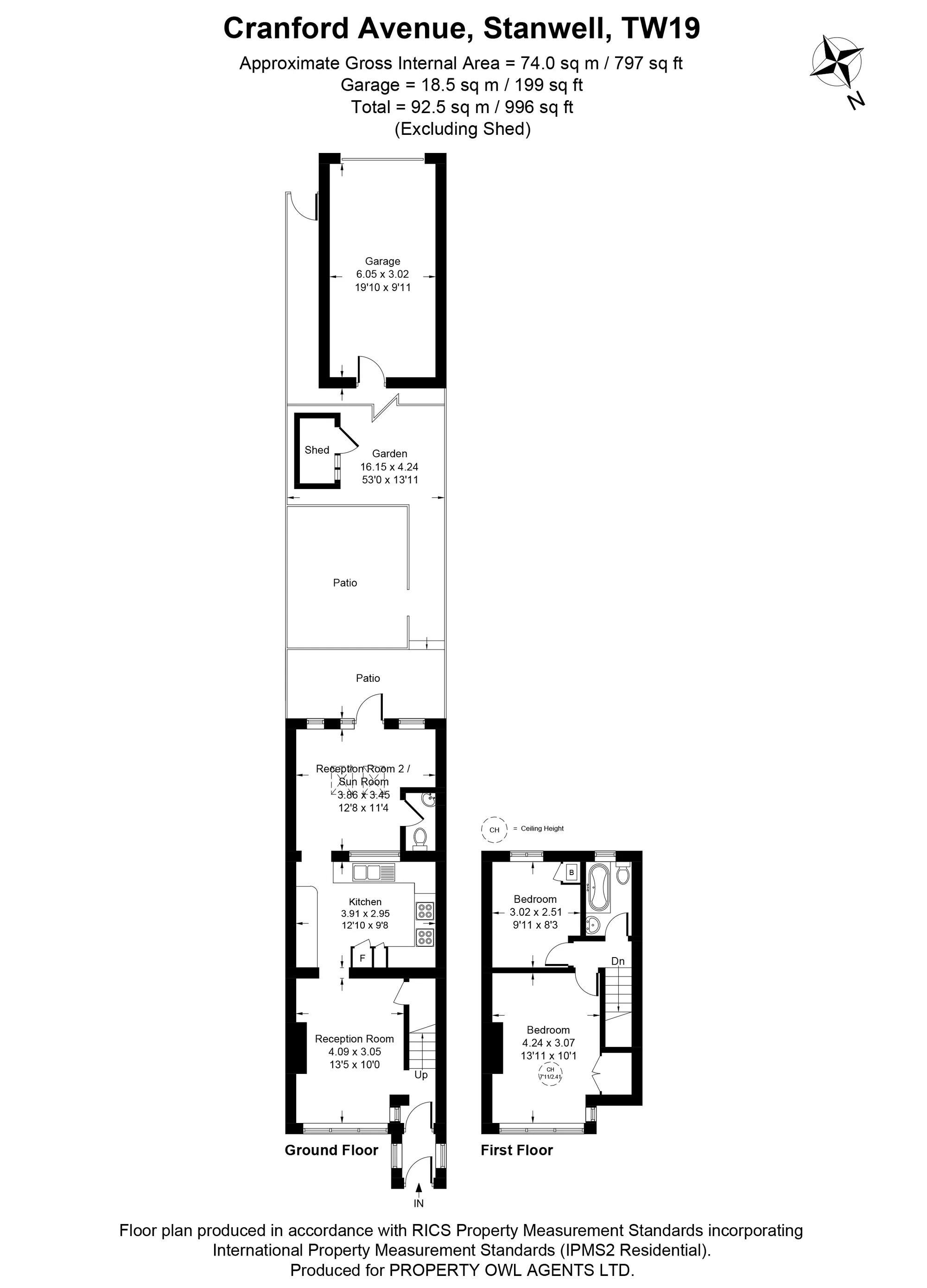 2 bed terraced house for sale in Cranford Avenue, Staines-Upon-Thames - Property Floorplan