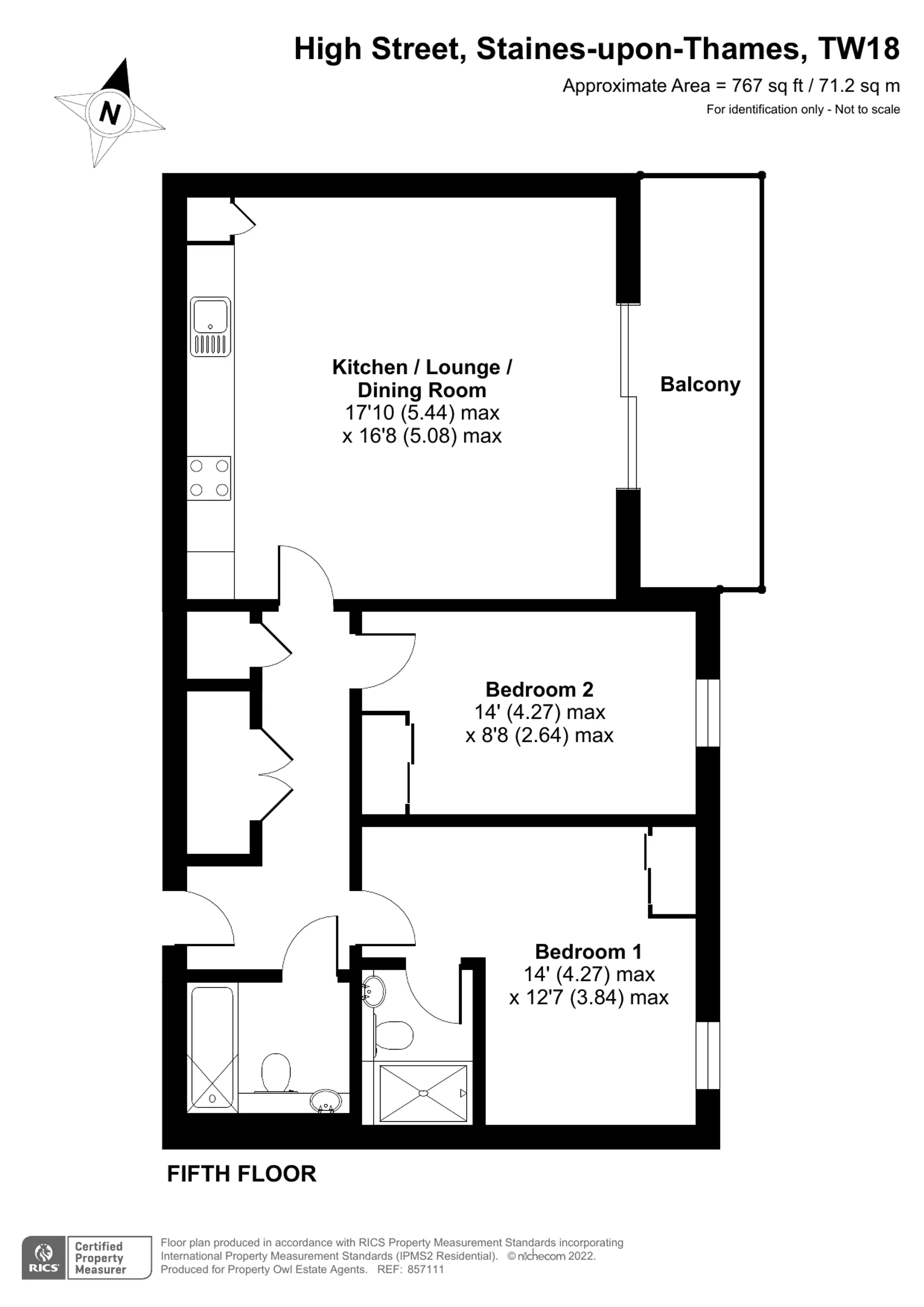 2 bed flat for sale in High Street, Staines-Upon-Thames - Property Floorplan