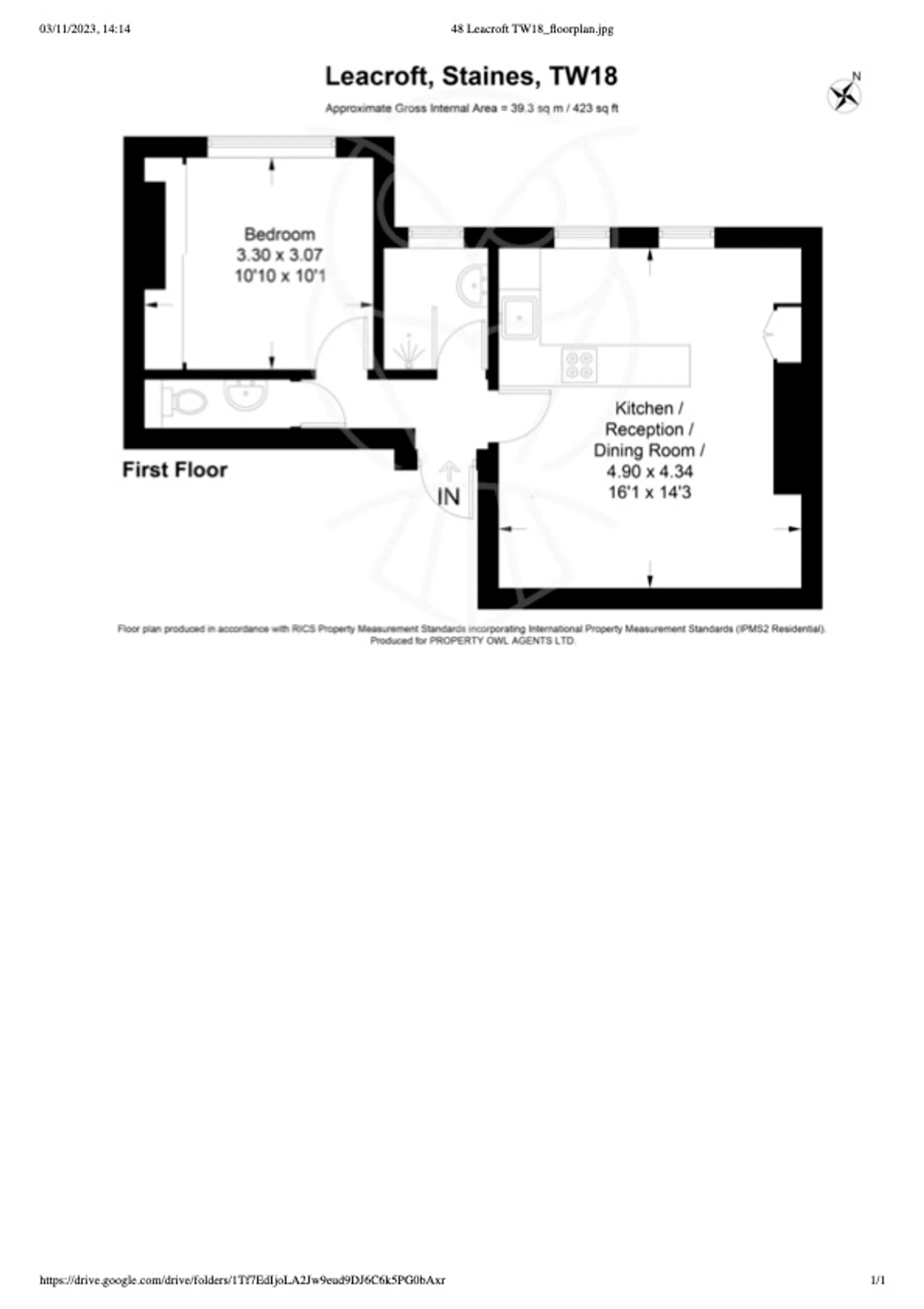 1 bed flat for sale in Leacroft, Staines-Upon-Thames - Property Floorplan