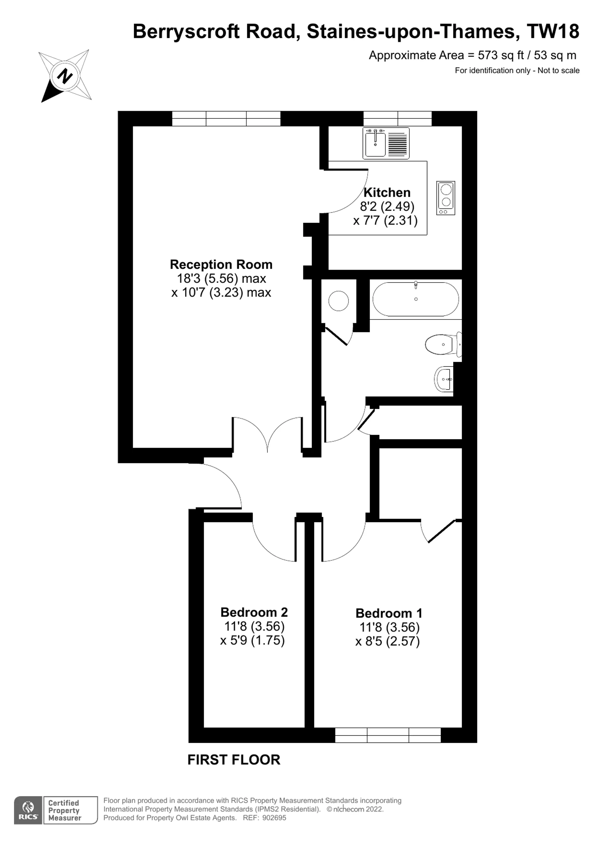2 bed apartment for sale in Berryscroft Road, Staines-Upon-Thames - Property Floorplan