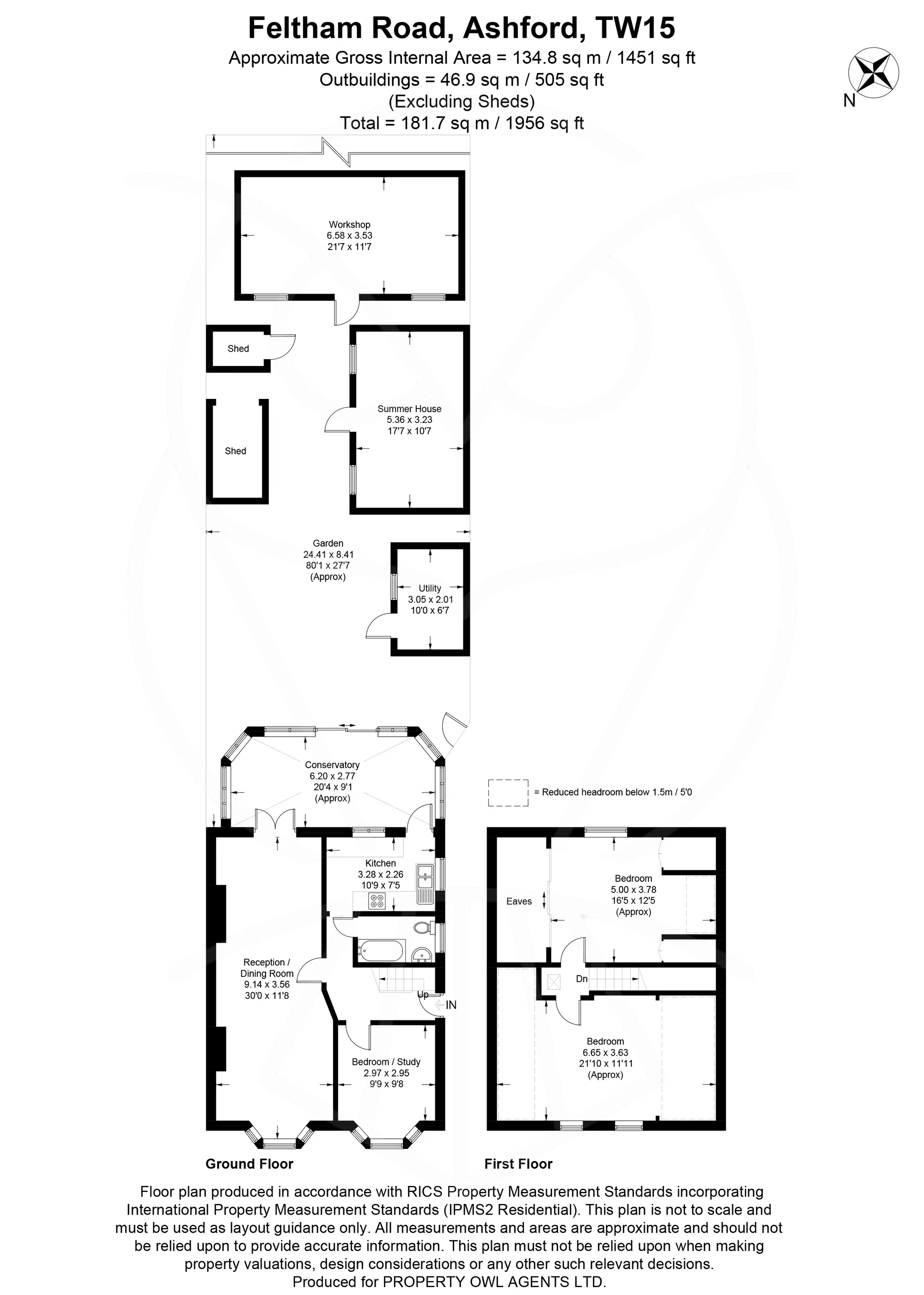 3 bed detached bungalow for sale in Feltham Road, Ashford - Property Floorplan