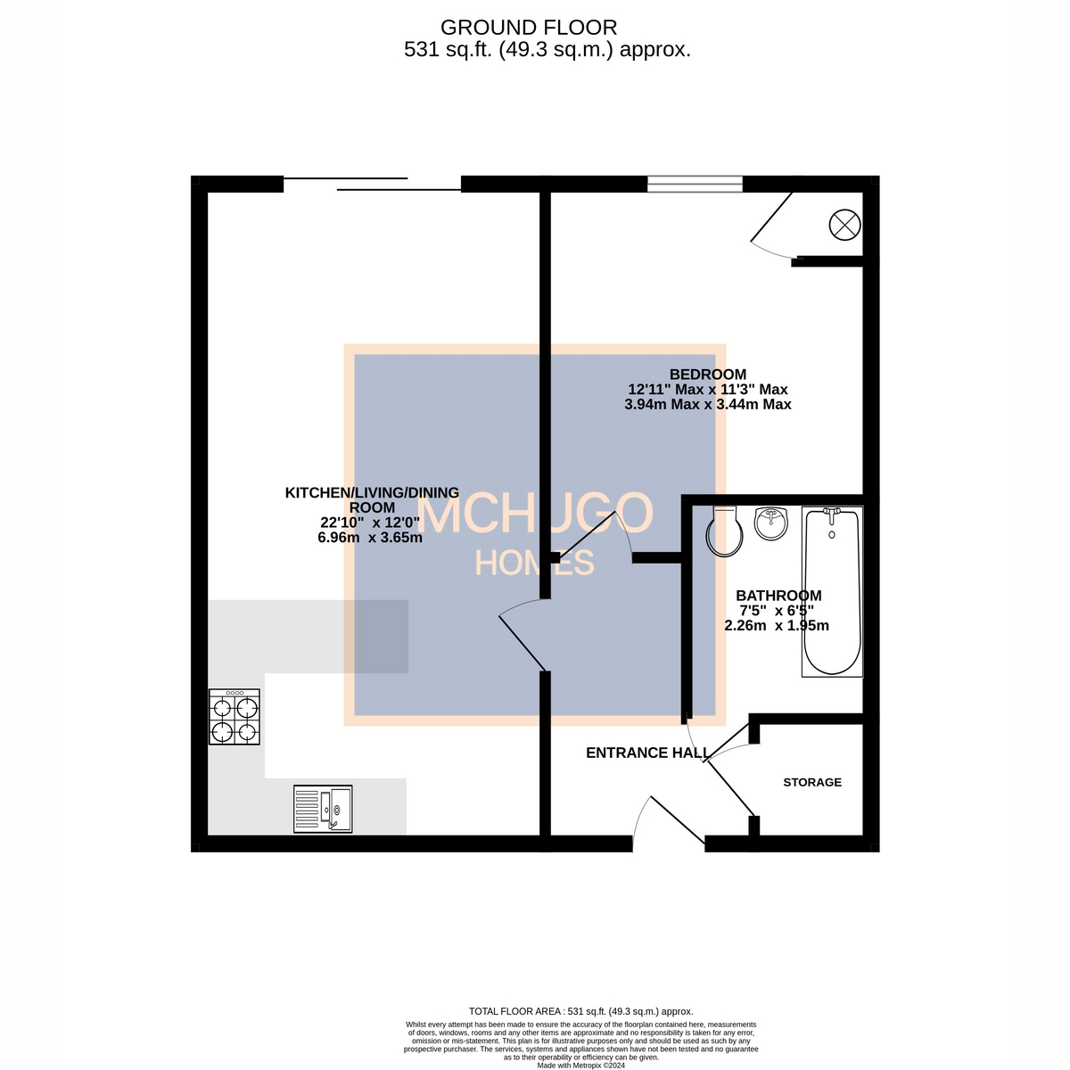 1 bed flat for sale in Highfield Road, Birmingham - Property floorplan