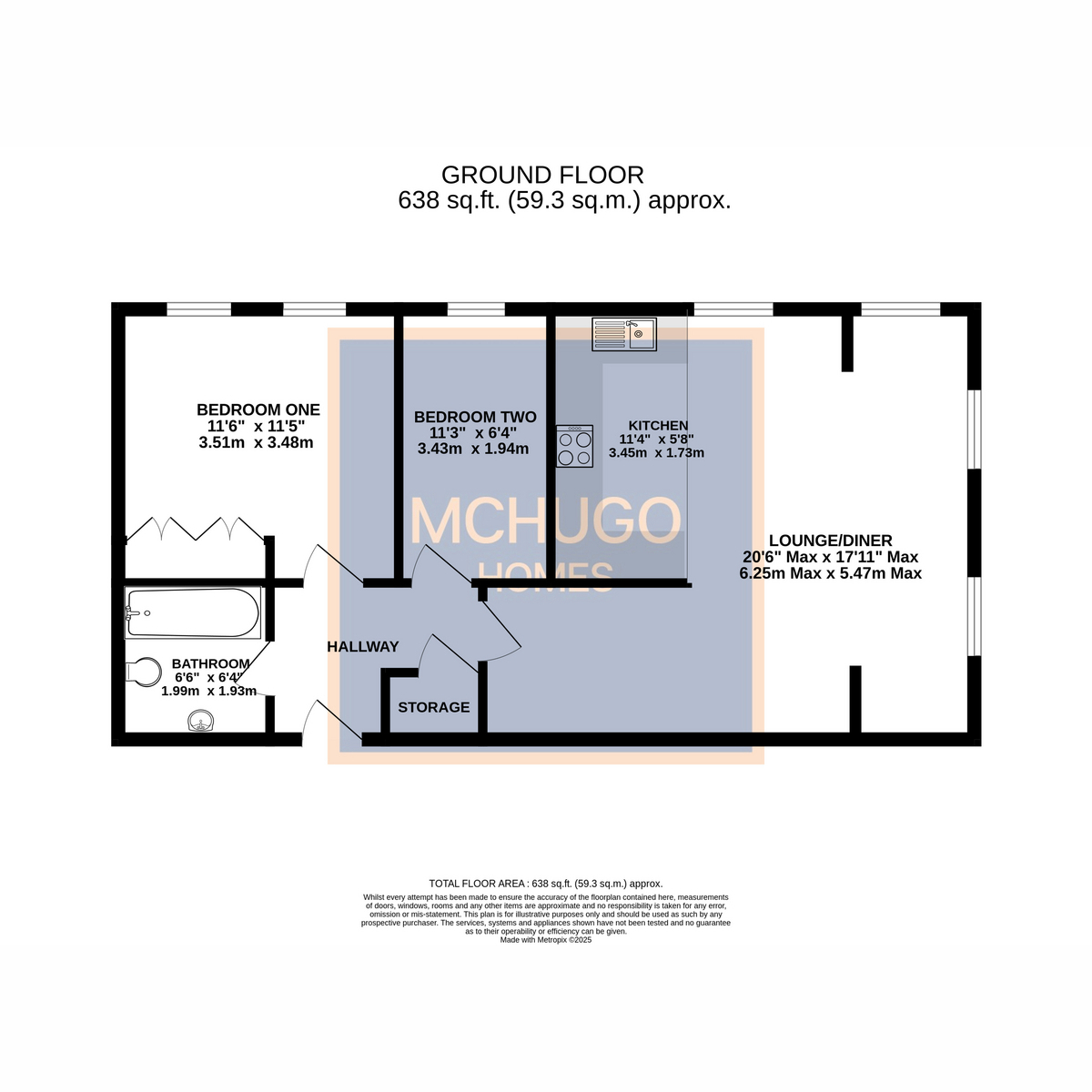 2 bed apartment for sale in Vernon Road, Birmingham - Property floorplan