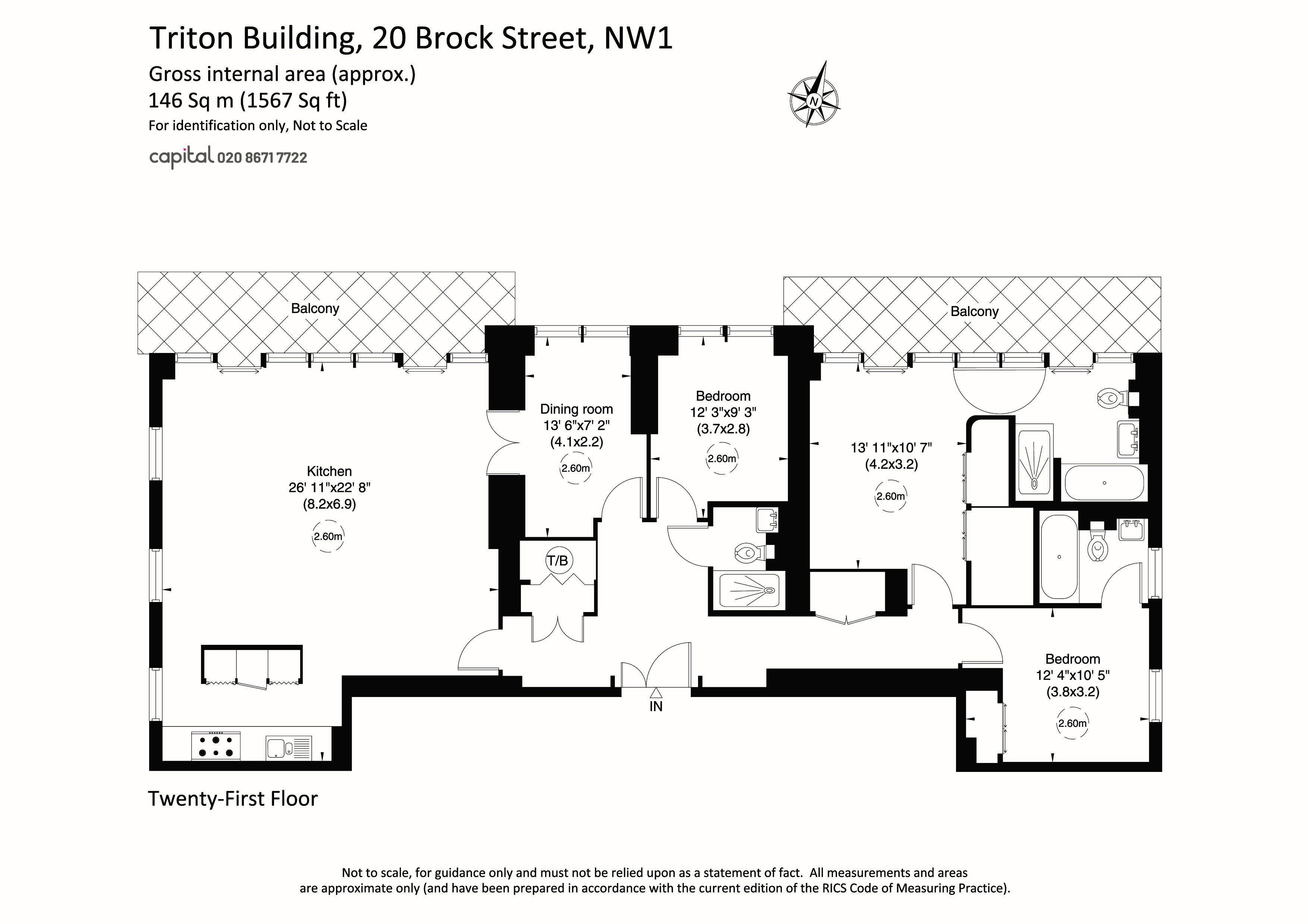 3 bed apartment for sale in Brock Street, London - Property Floorplan