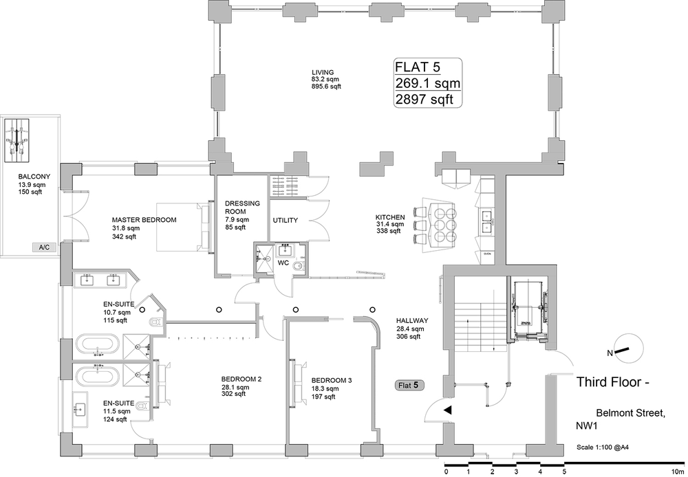 3 bed apartment for sale in Belmont Street, London - Property Floorplan