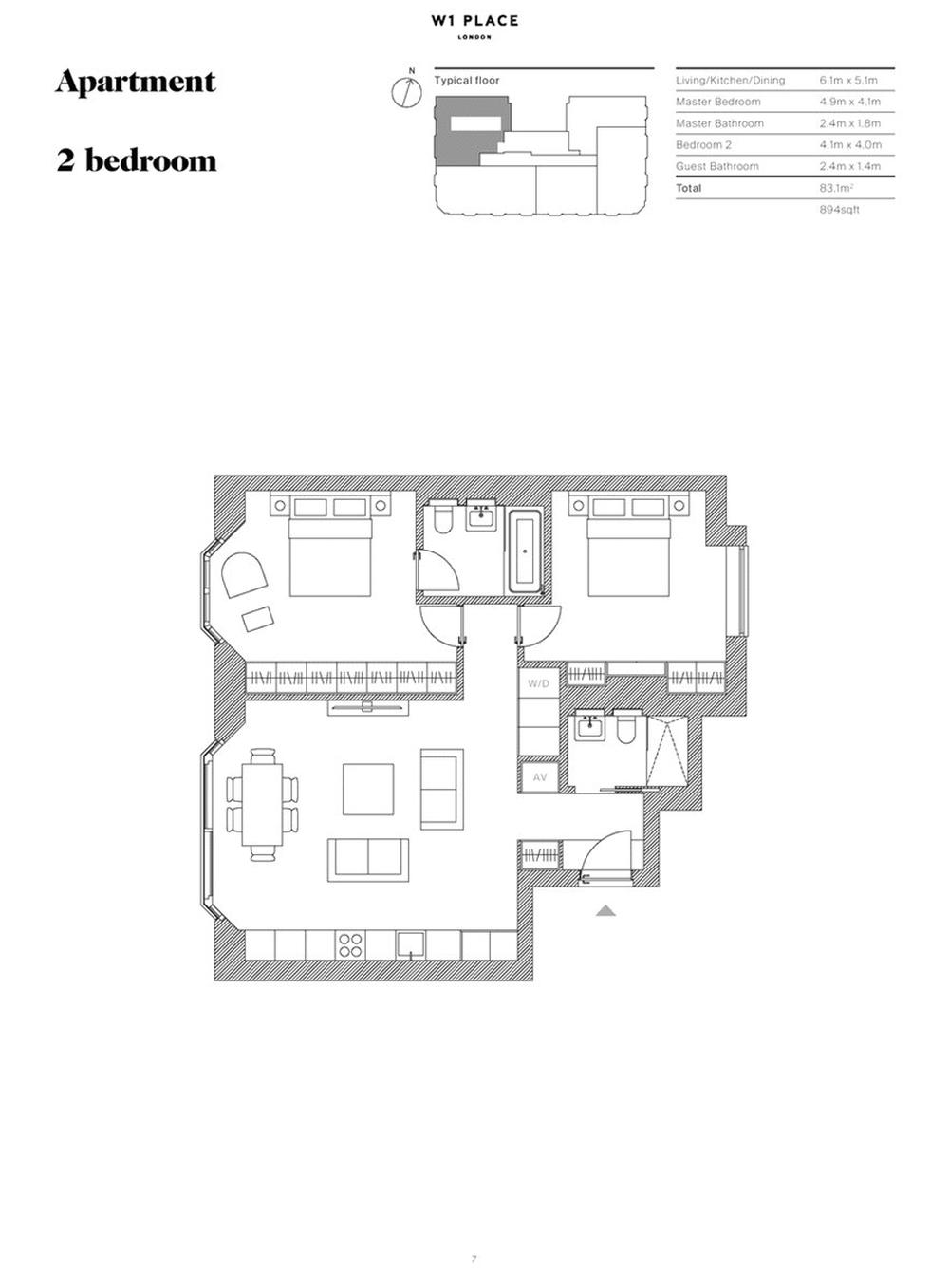 2 bed apartment for sale in Great Portland Place, London - Property Floorplan