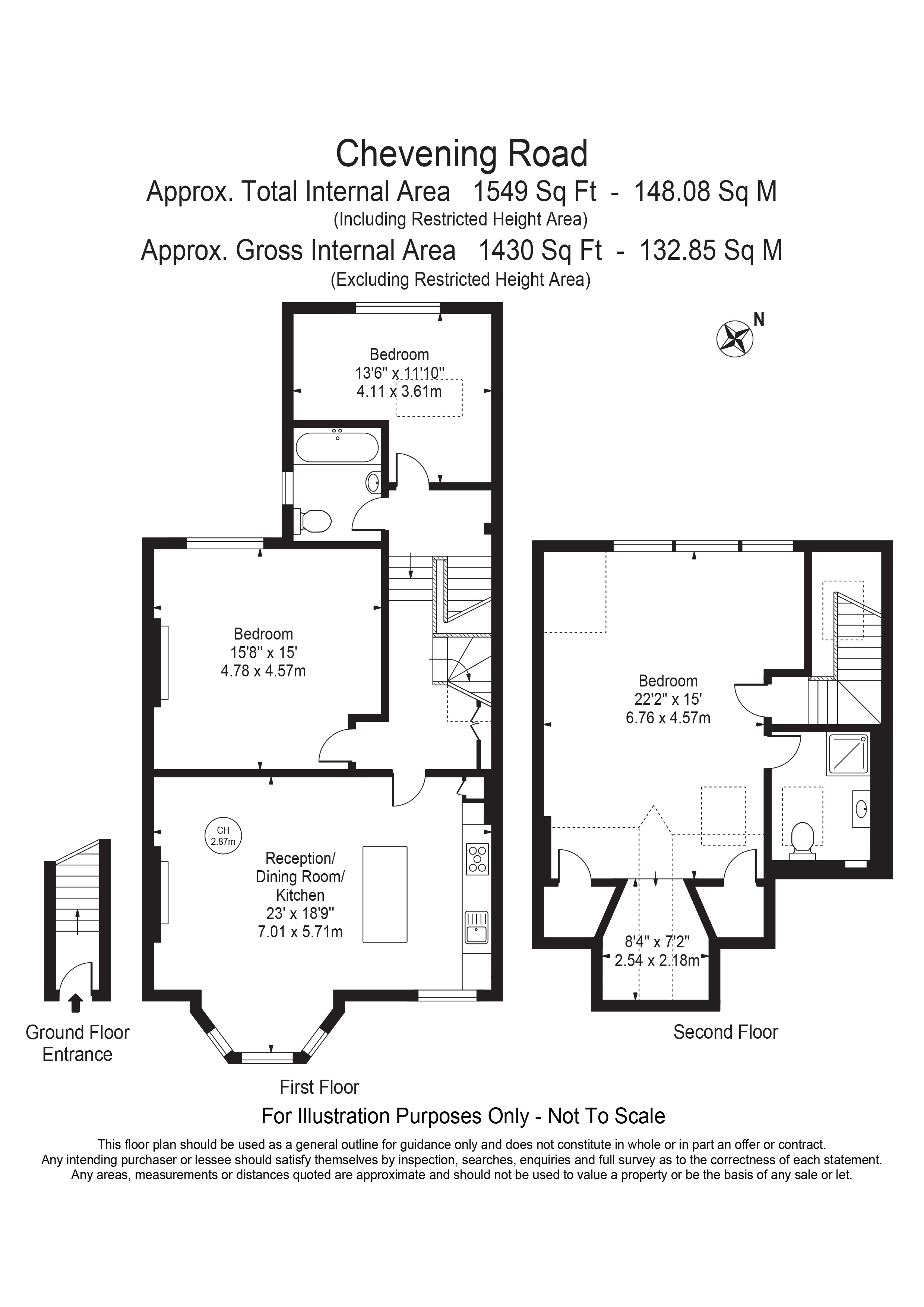 3 bed apartment for sale in Chevening Road, London - Property floorplan