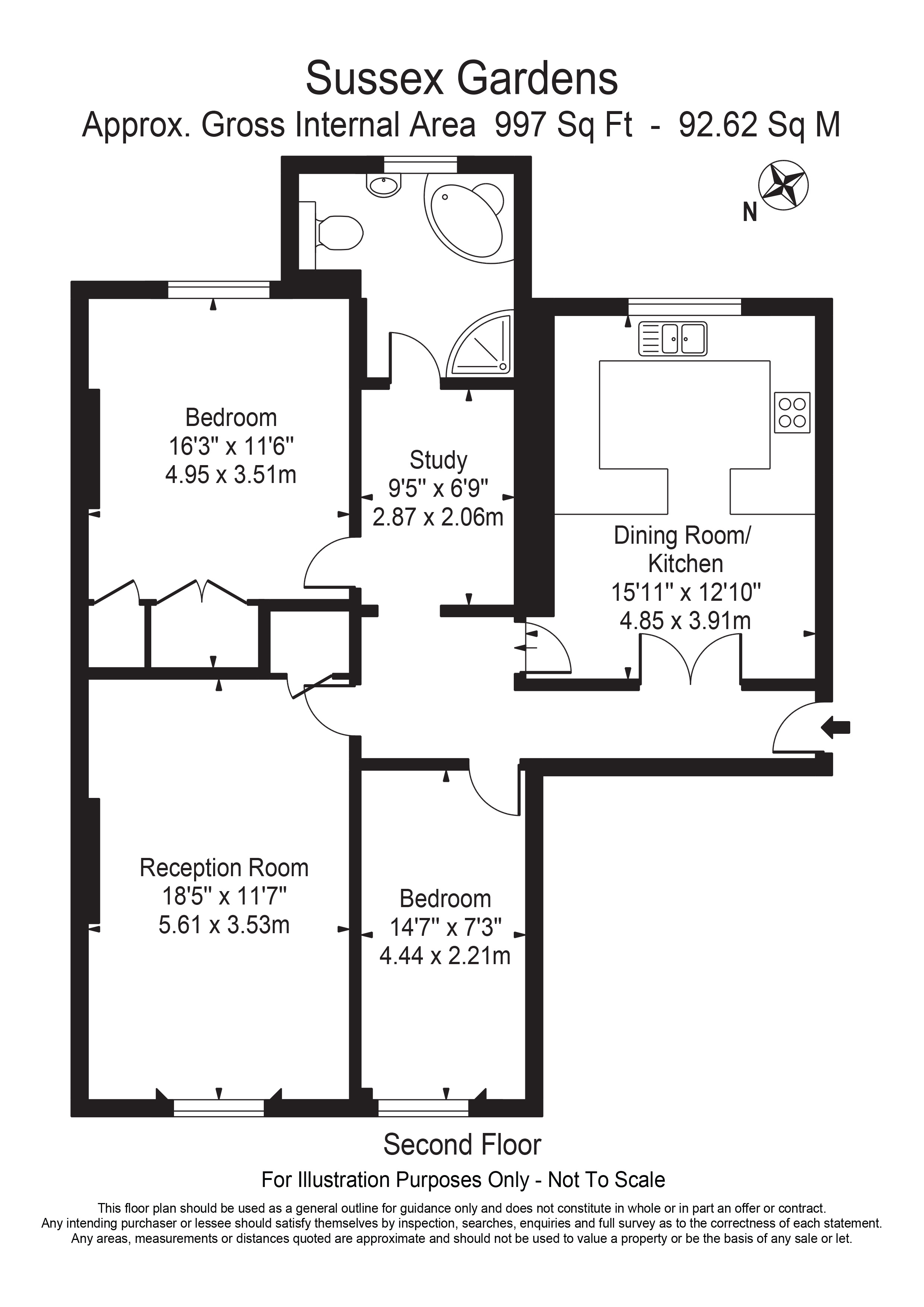 2 bed apartment for sale in Sussex Gardens, London - Property Floorplan