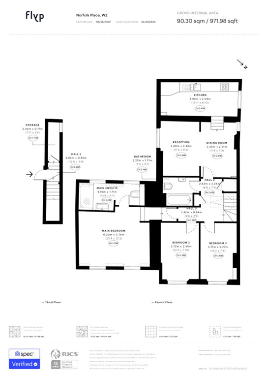3 bed apartment for sale in Norfolk Place, London - Property Floorplan