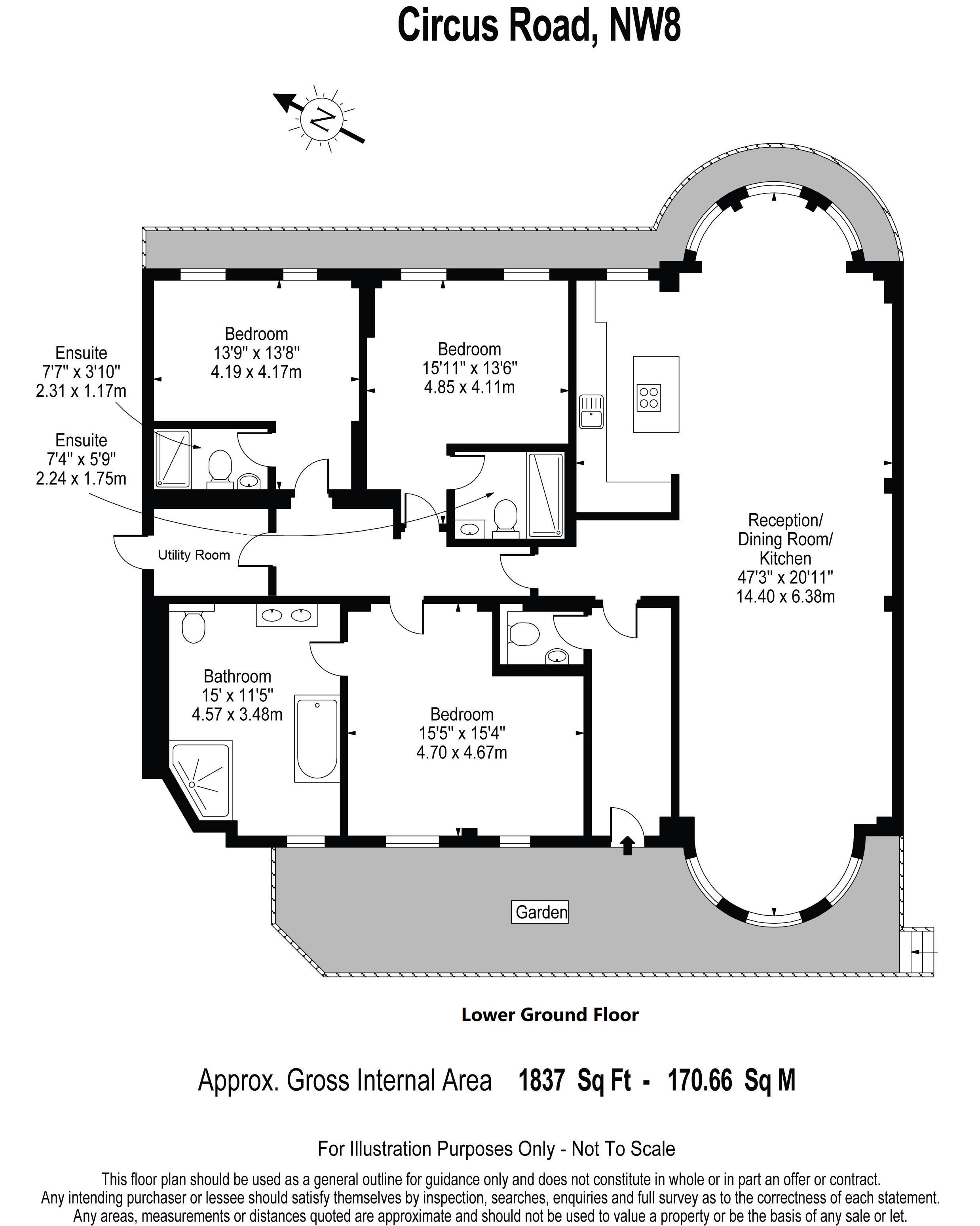 3 bed apartment for sale in Circus Road, London - Property floorplan