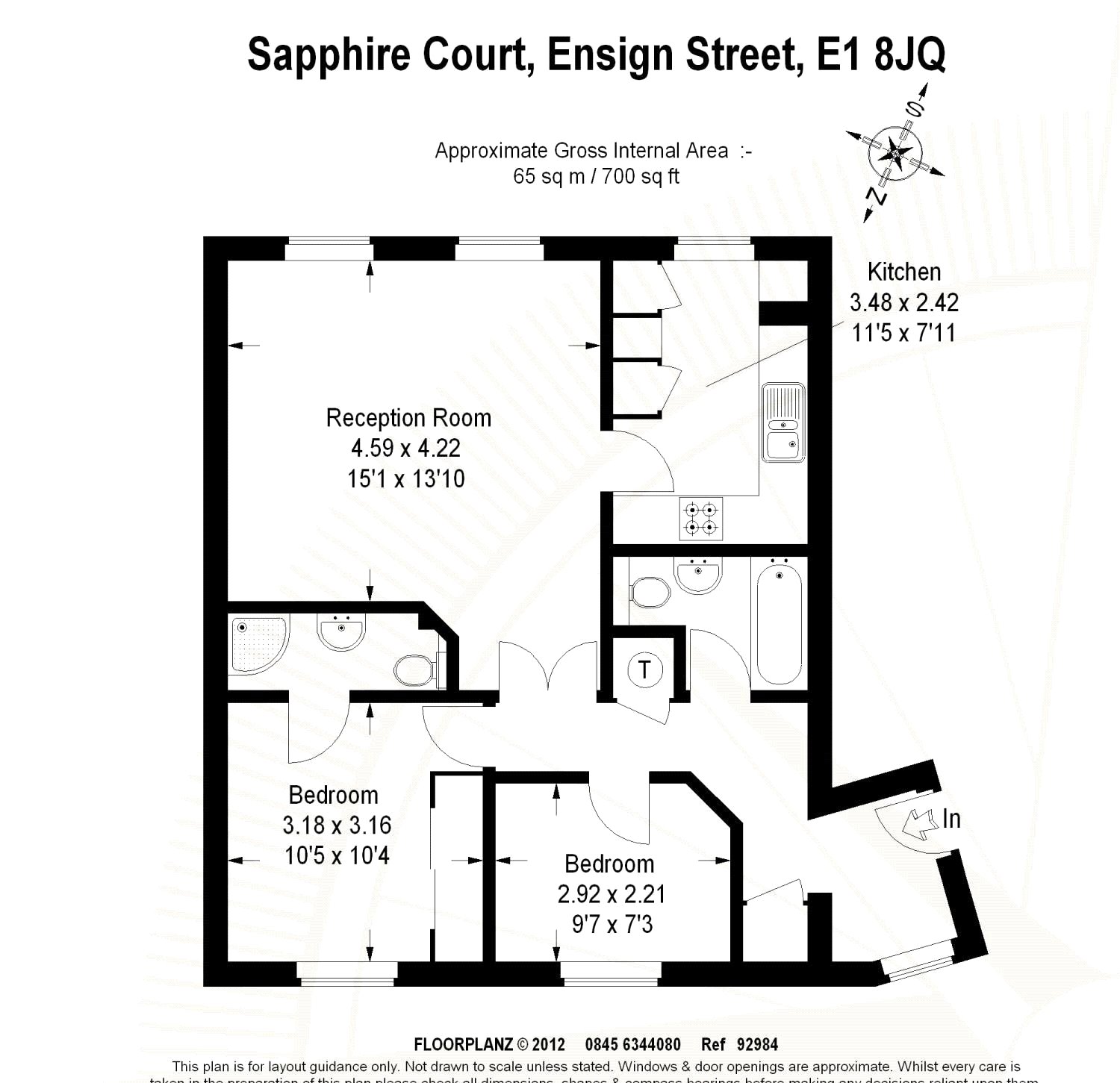 2 bed apartment for sale in Sapphire Court, 1 Ensign Street - Property Floorplan