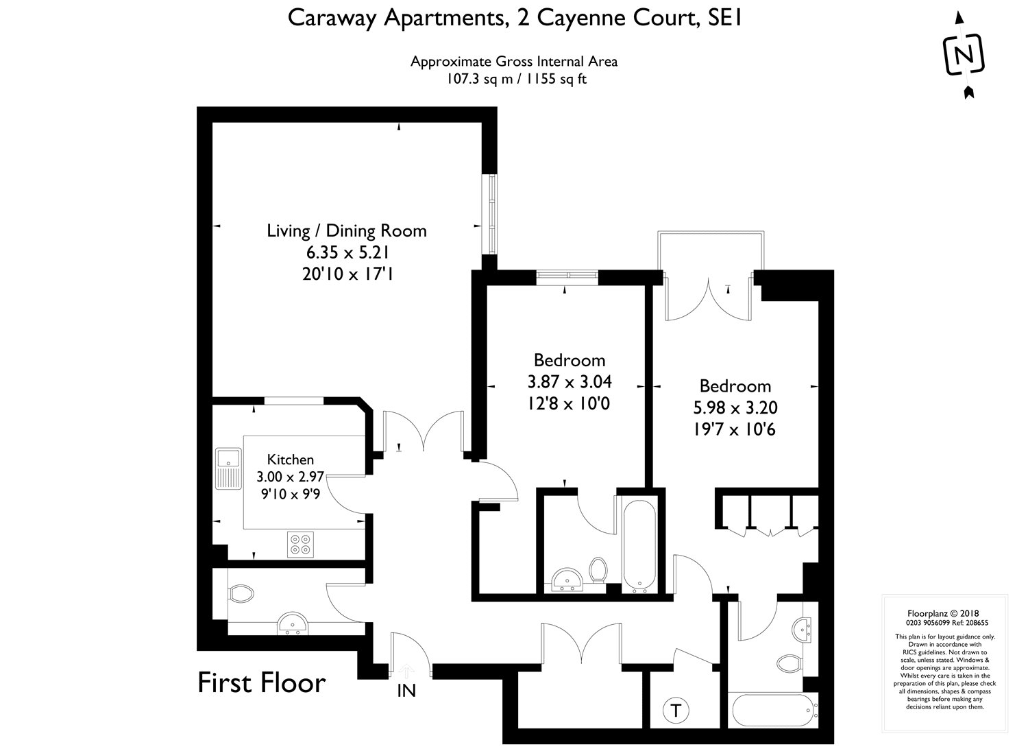 2 bed apartment for sale in Caraway Apartments, 2 Cayenne Court - Property Floorplan