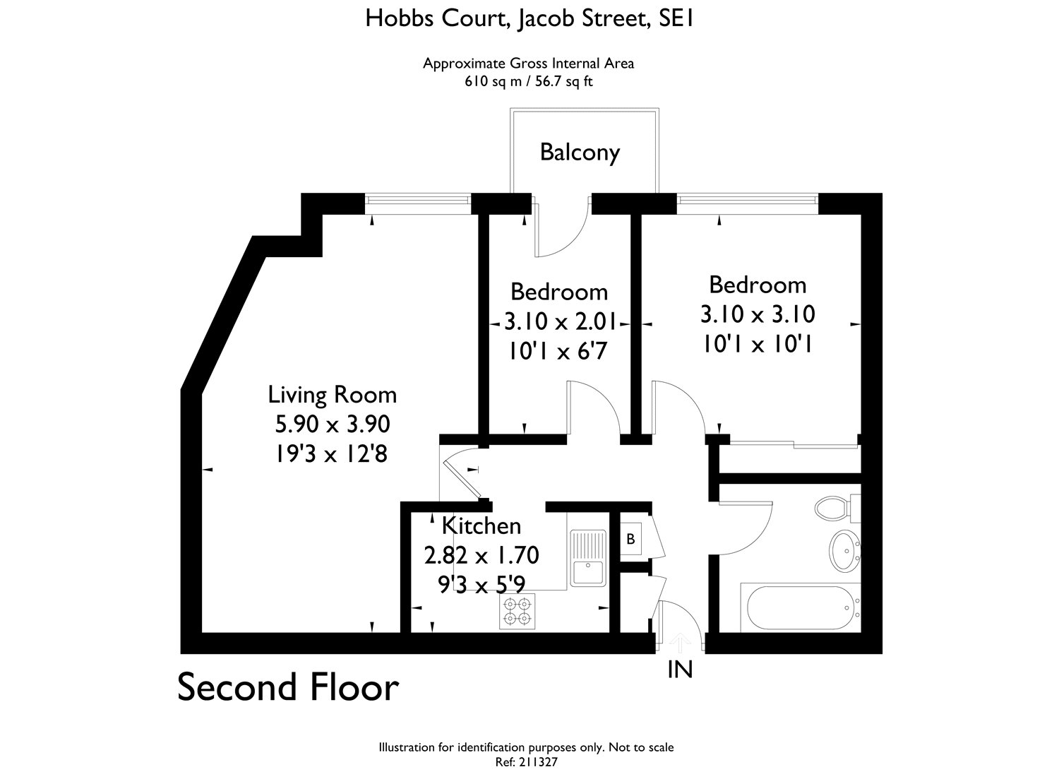 2 bed apartment for sale in Jacob Street, London - Property floorplan
