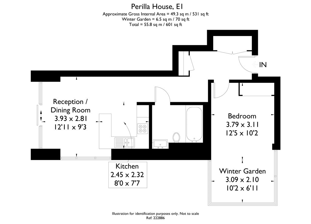 1 bed apartment for sale in Perilla House, 17 Stable Walk - Property Floorplan