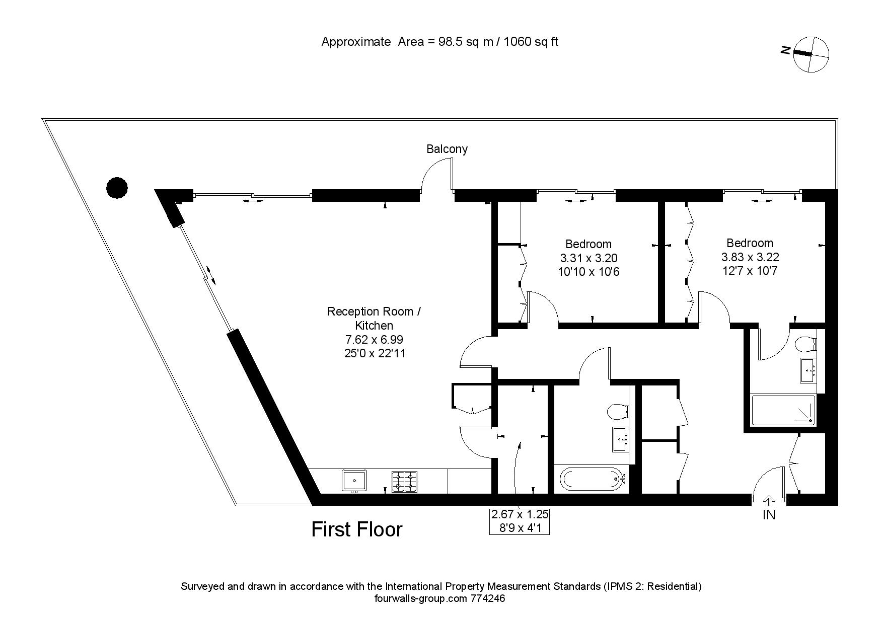 2 bed apartment for sale in Earls Way, London - Property floorplan