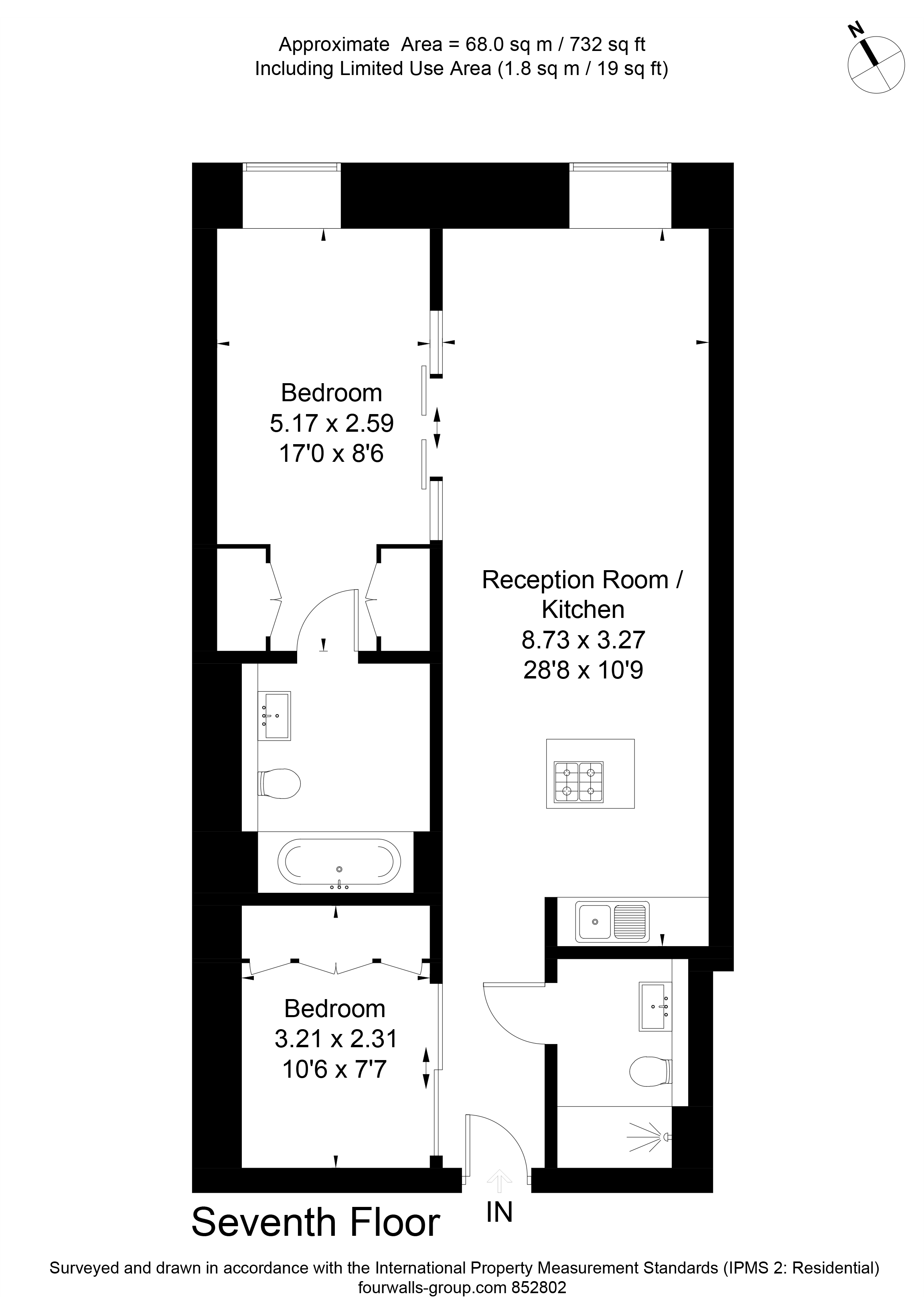 2 bed apartment for sale in Marconi House, 335 Strand - Property Floorplan