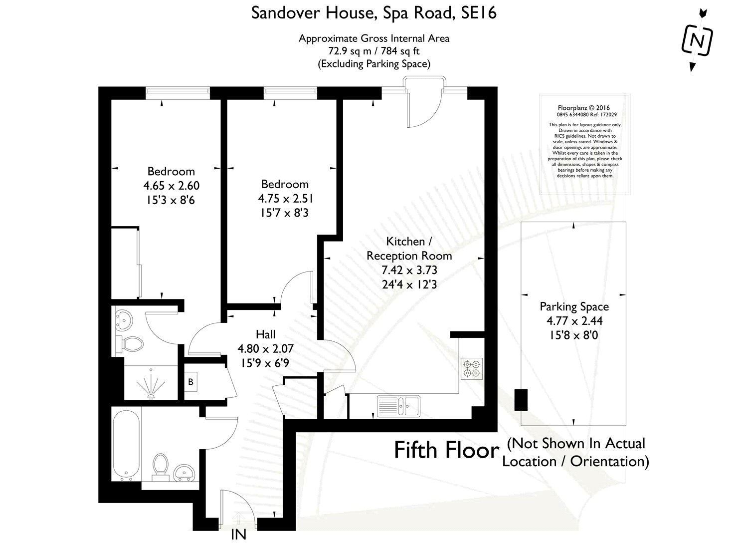 2 bed apartment for sale in Sandover House, 124 Spa Road - Property Floorplan