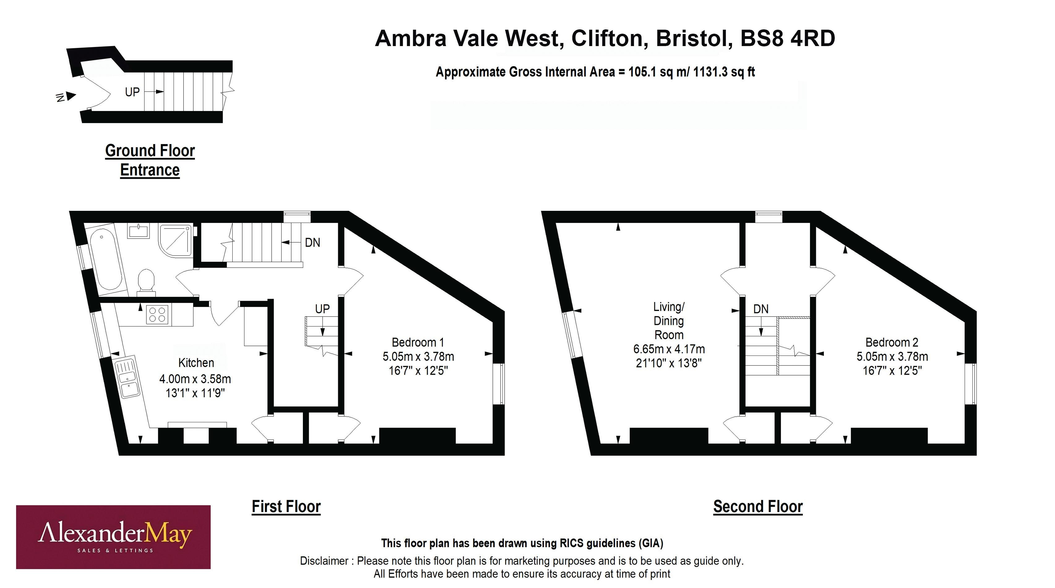 2 bed flat for sale in Ambra Vale West, Bristol - Property Floorplan