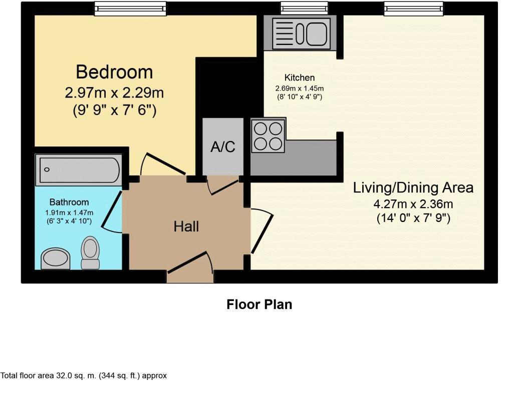 1 bed flat for sale in Richmond Terrace, Bristol - Property Floorplan