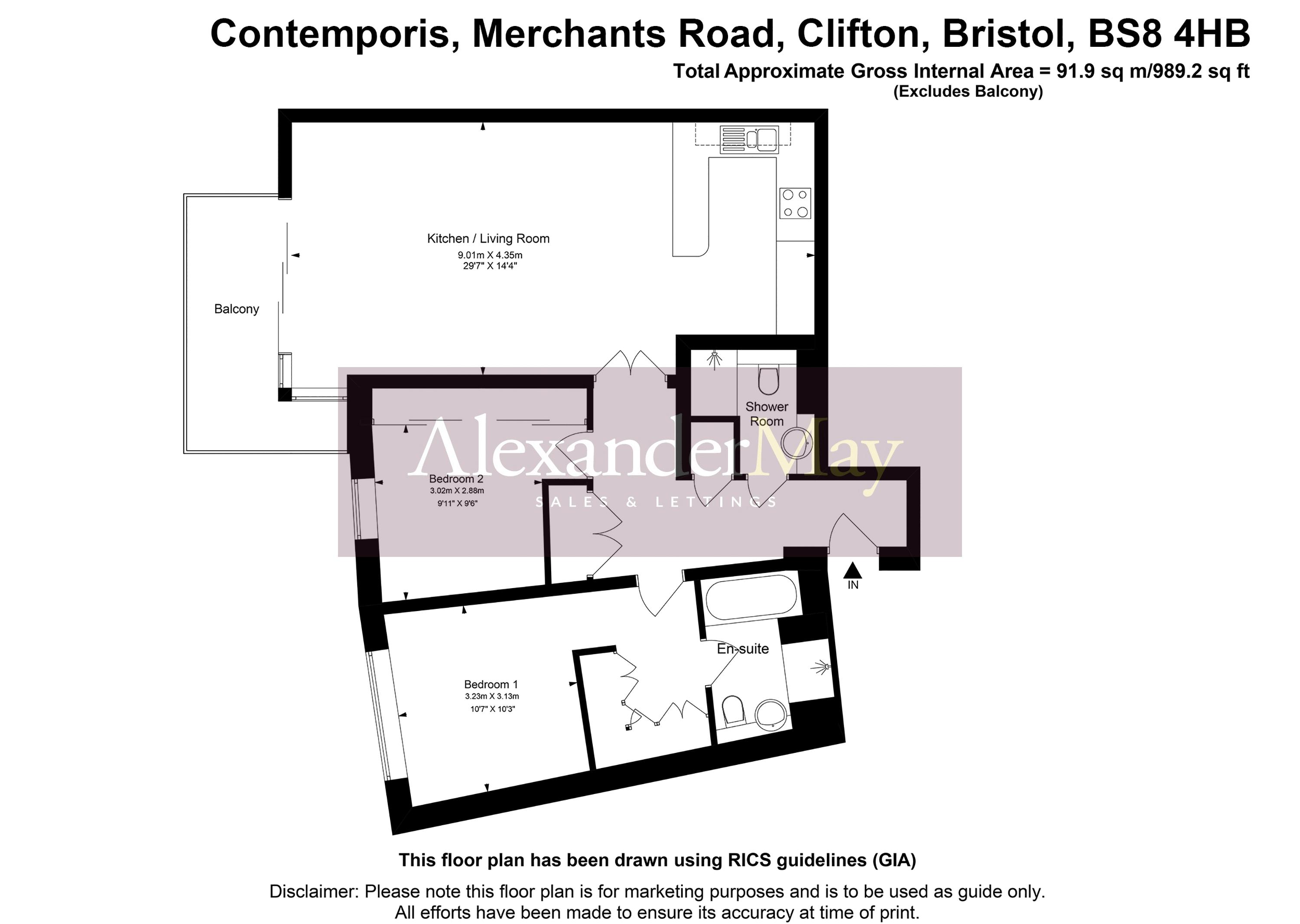 2 bed flat for sale in Merchants Road, Bristol - Property Floorplan