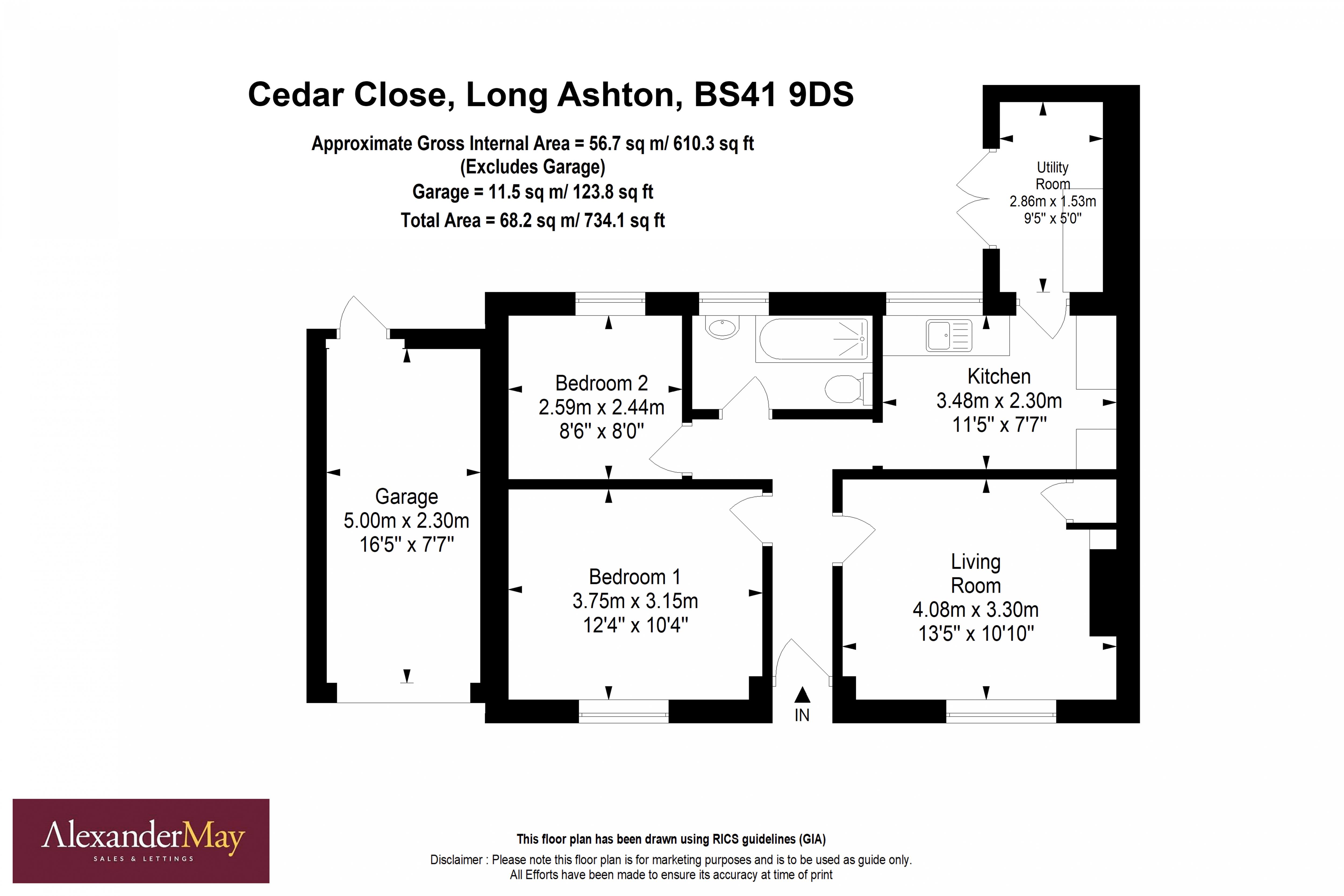 2 bed house for sale in Cedar Close, Bristol - Property Floorplan