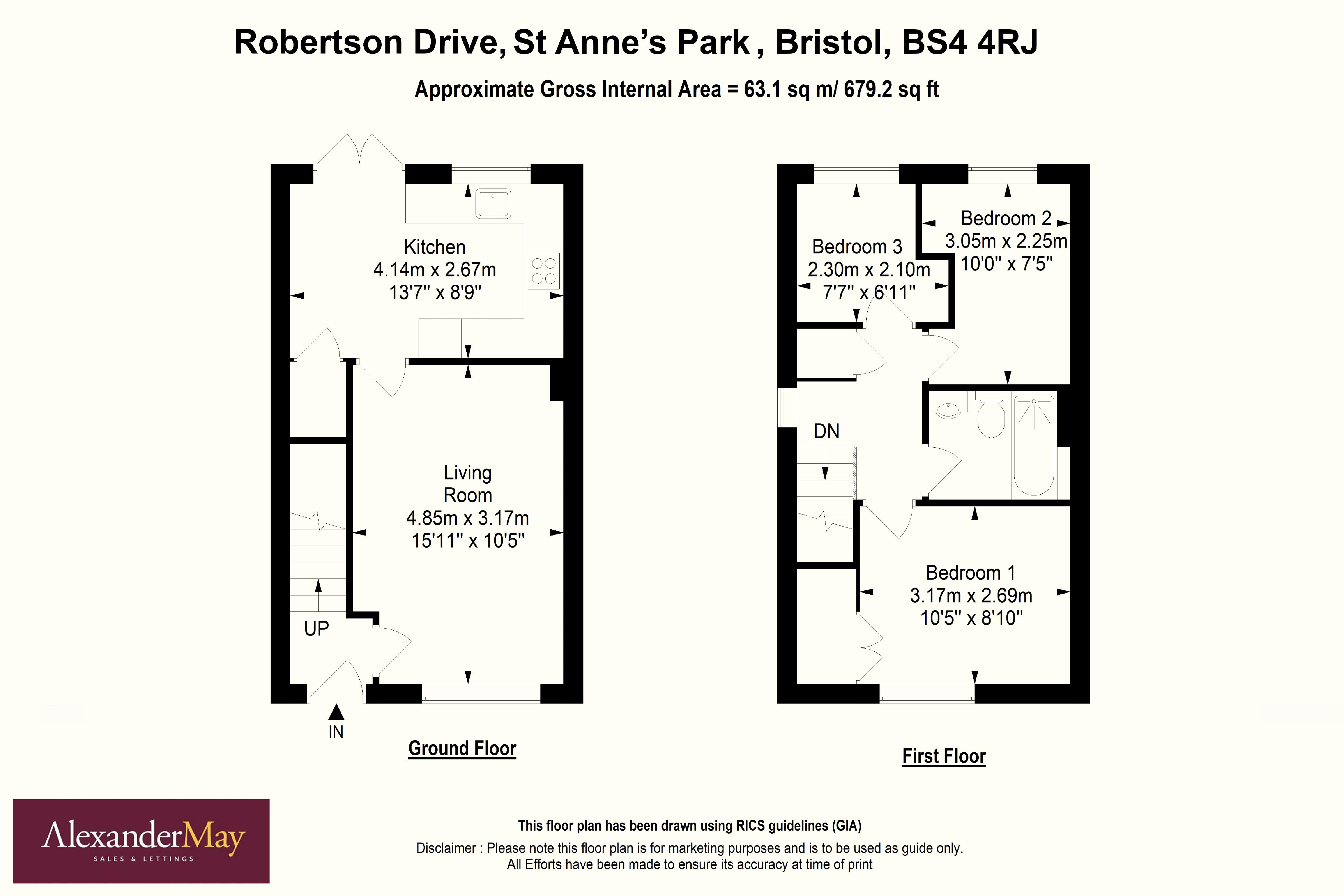 3 bed house for sale in Robertson Drive, Bristol - Property Floorplan