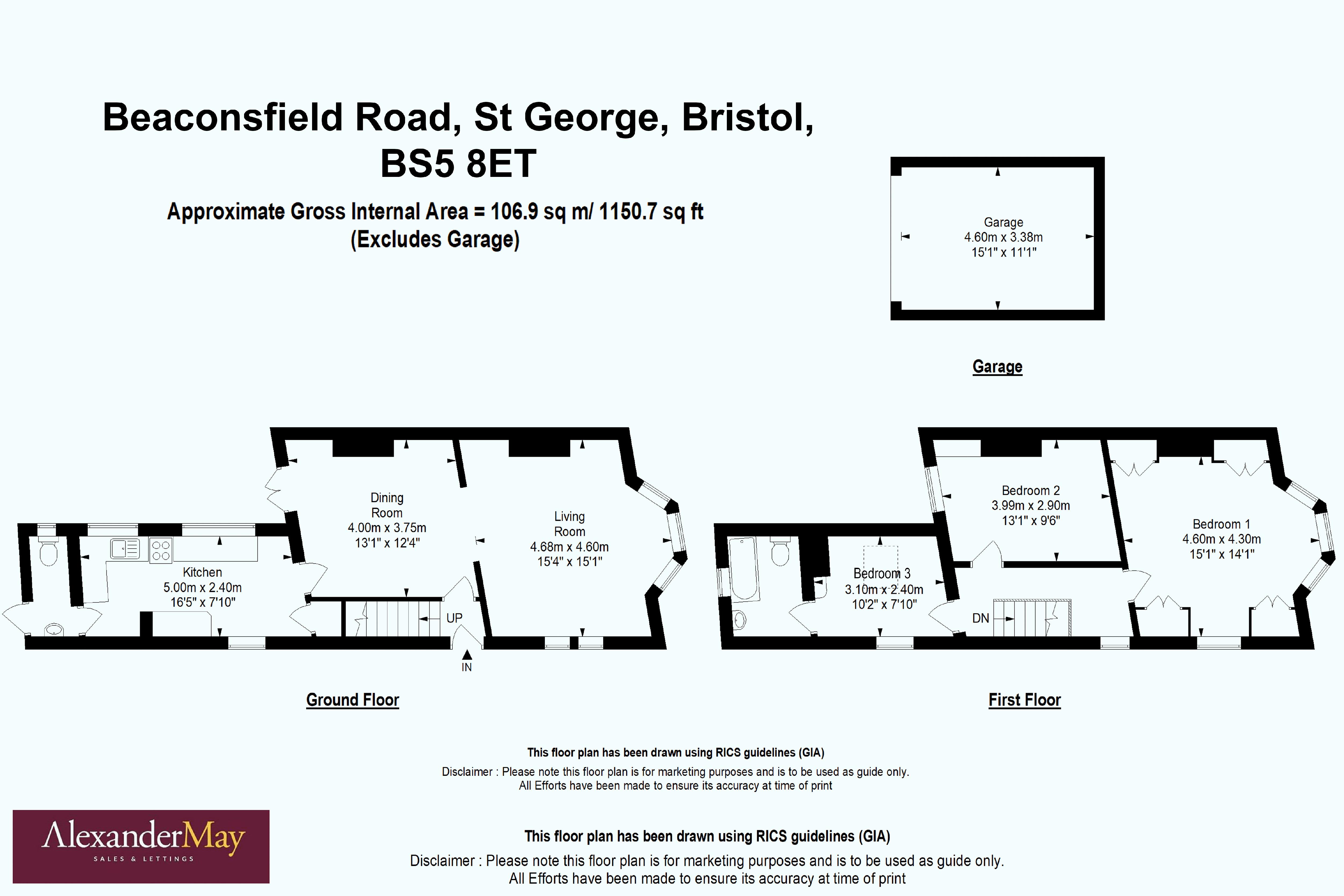 3 bed house for sale in Beaconsfield Road, Bristol - Property Floorplan