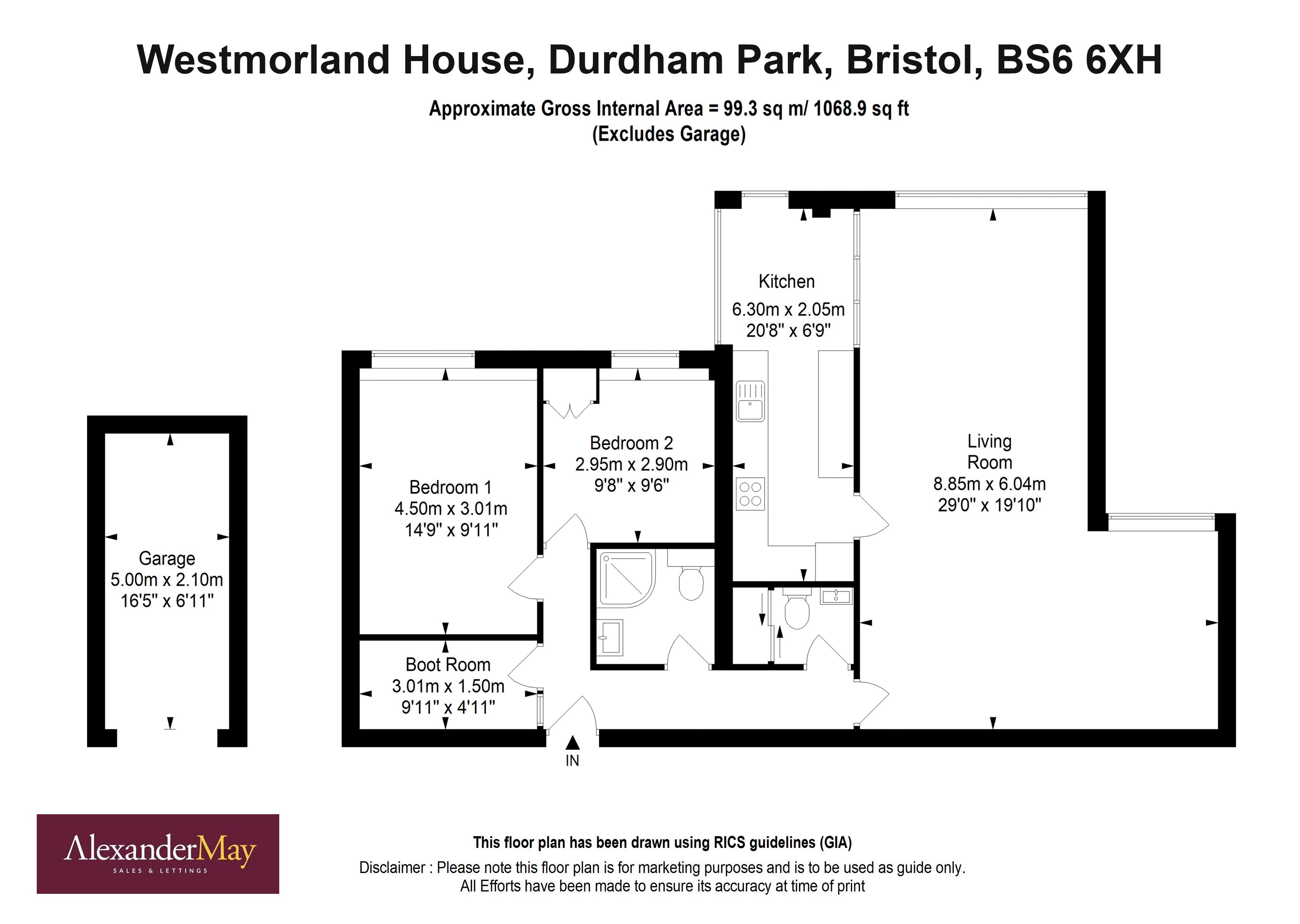 2 bed flat for sale in Durdham Park, Bristol - Property Floorplan