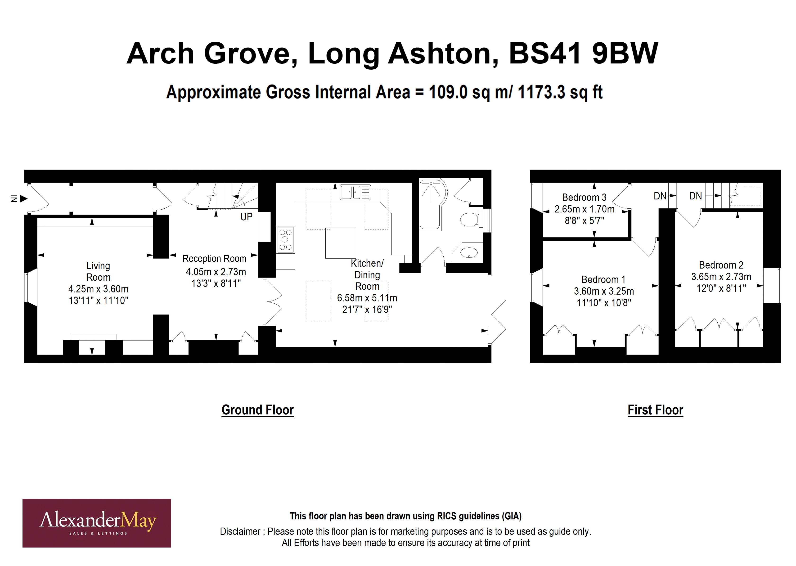 3 bed house for sale in Arch Grove, Bristol - Property Floorplan