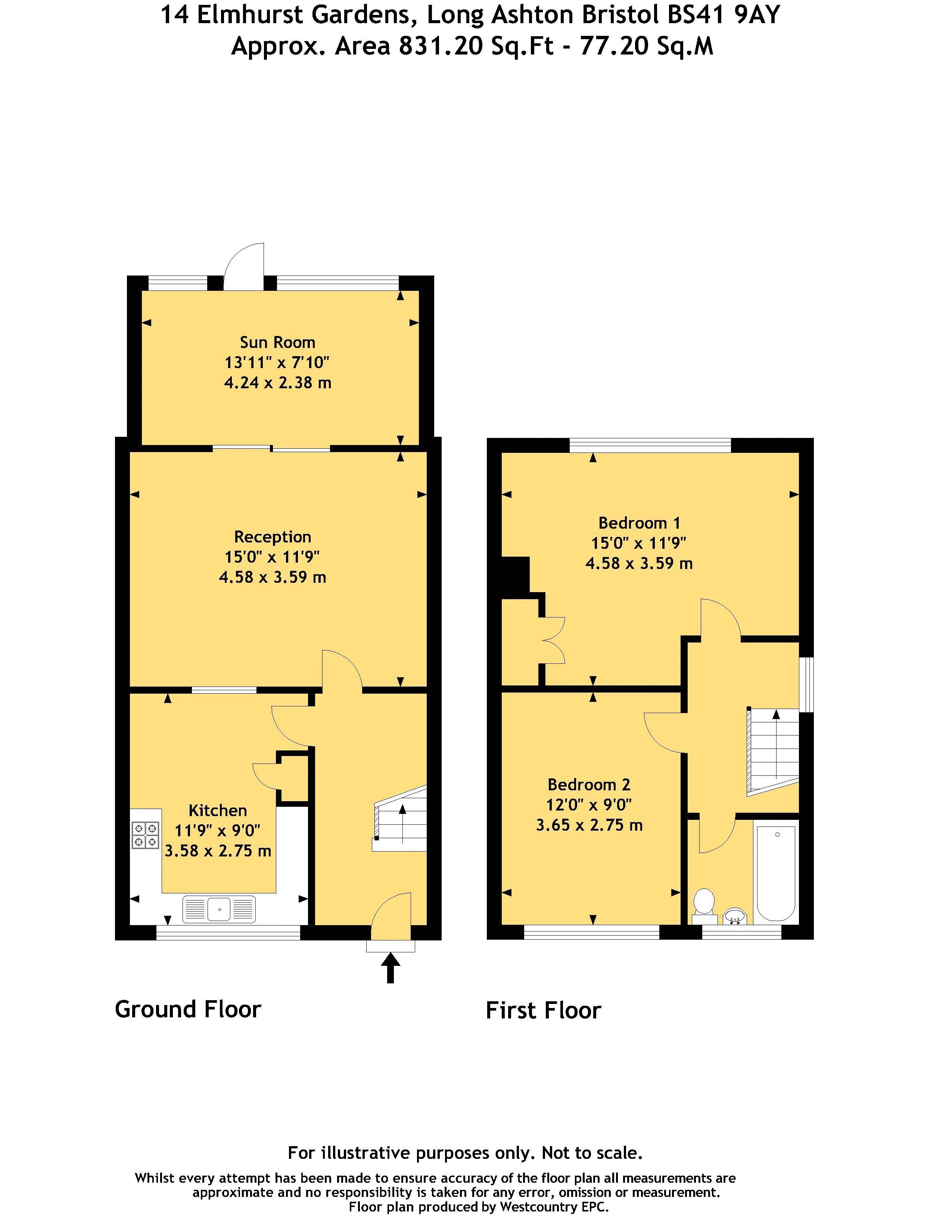 2 bed house for sale in Elmhurst Gardens, Bristol - Property Floorplan