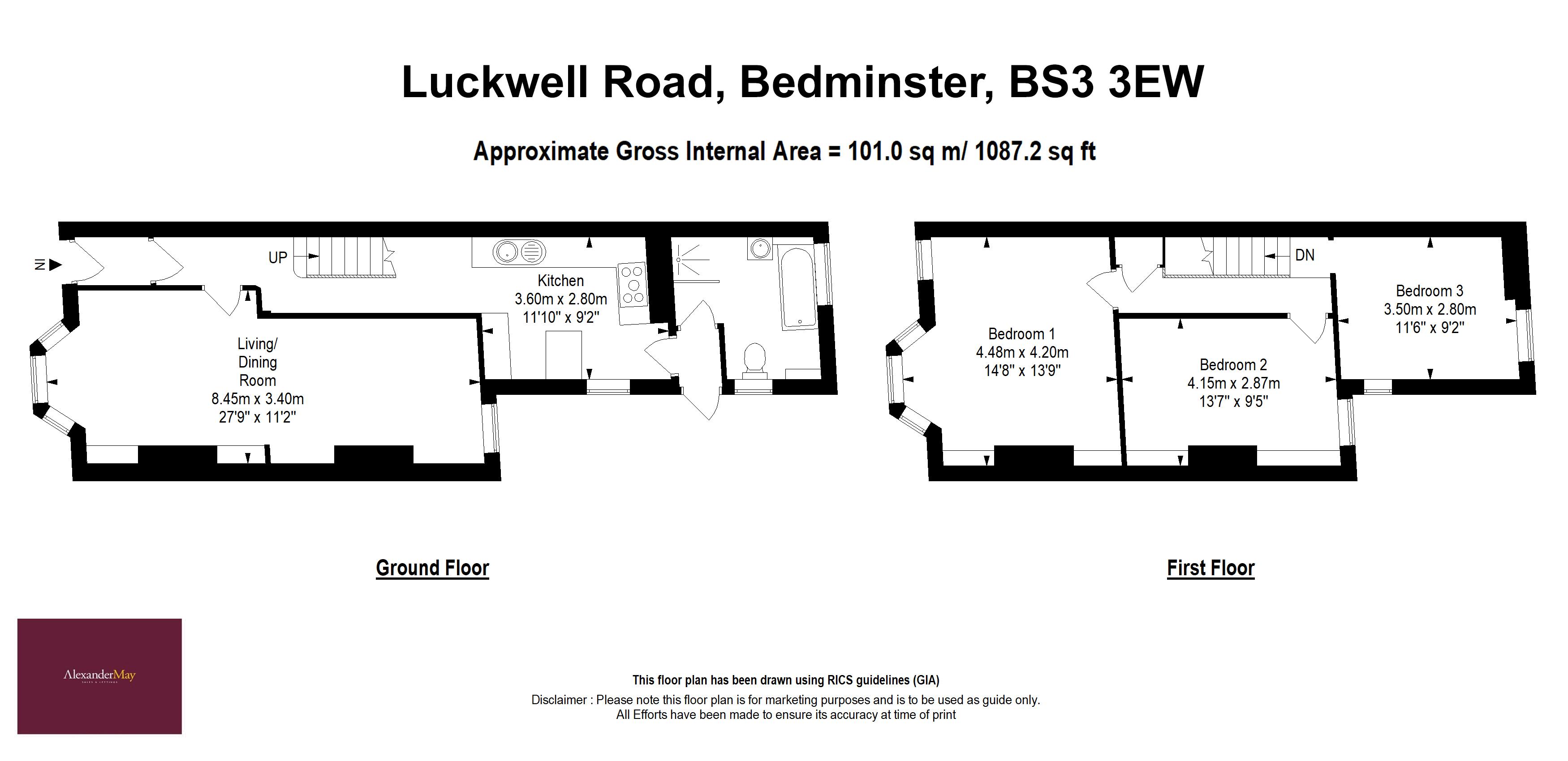 3 bed house for sale in Luckwell Road, Bristol - Property Floorplan
