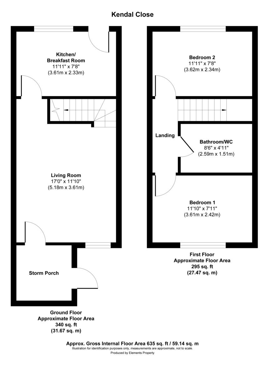 2 bed end of terrace house to rent in Kendal Close, Feltham - Property Floorplan