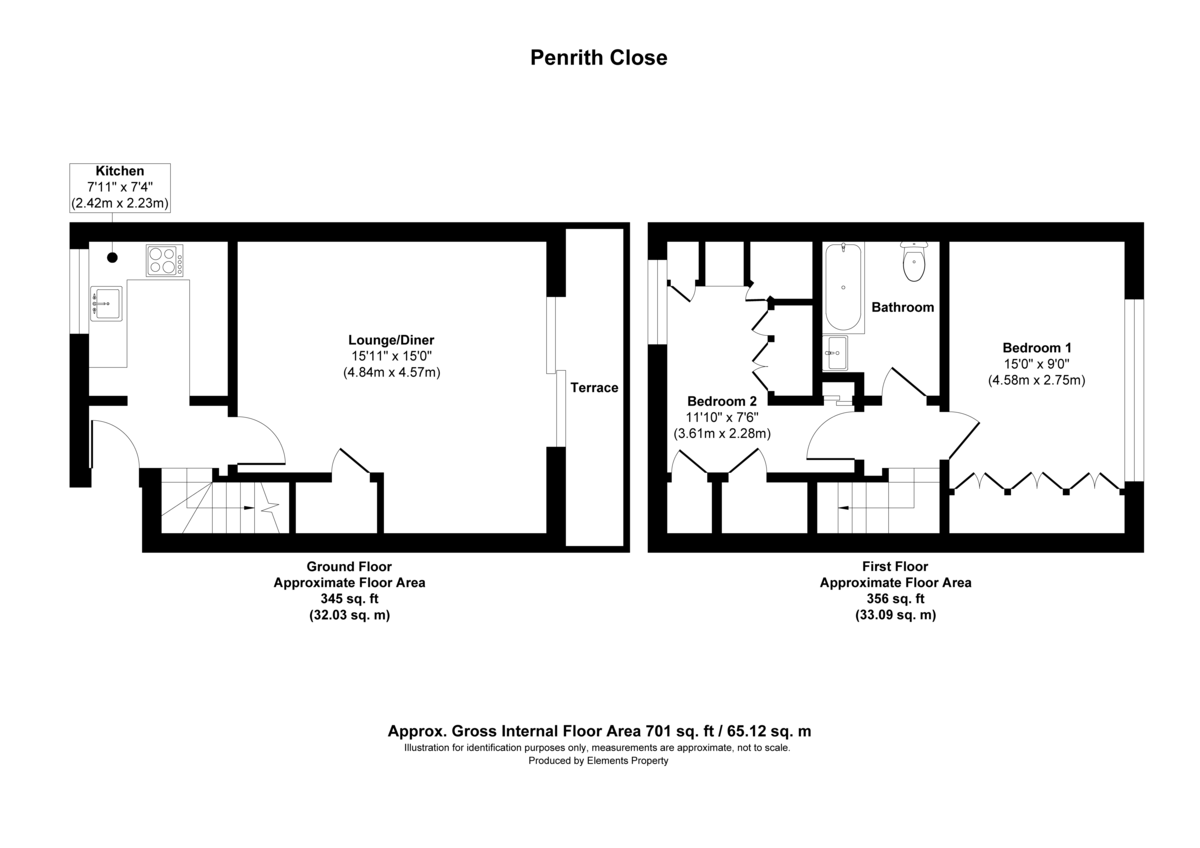 2 bed maisonette for sale in Penrith Close, Uxbridge - Property Floorplan