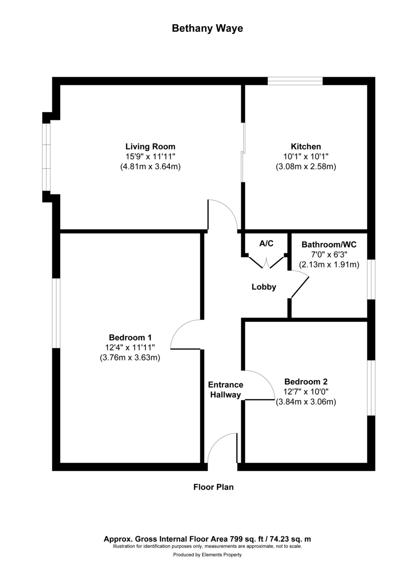 2 bed apartment for sale in Bethany Waye, Feltham - Property floorplan