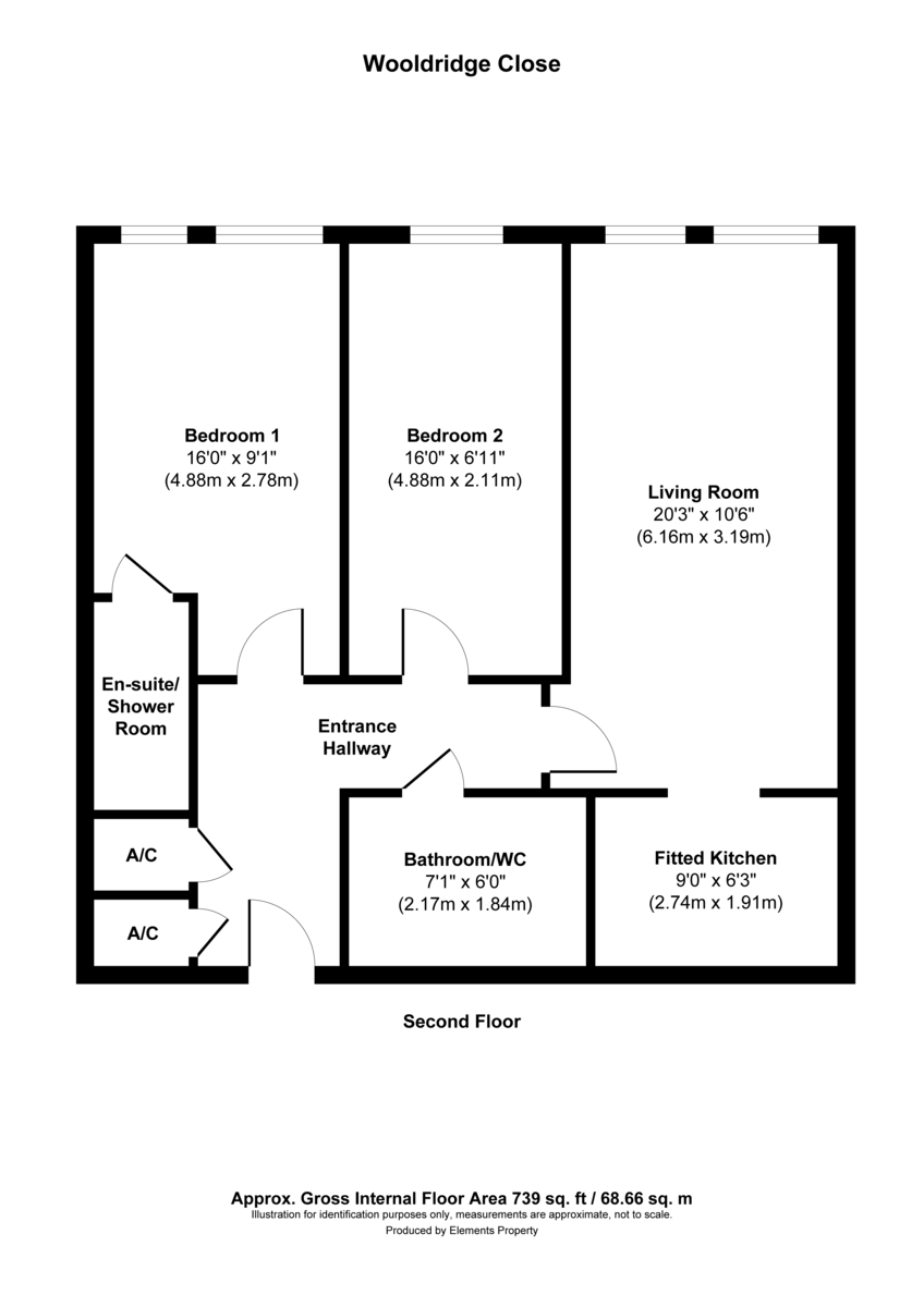 2 bed apartment for sale in Wooldridge Close, Feltham - Property Floorplan